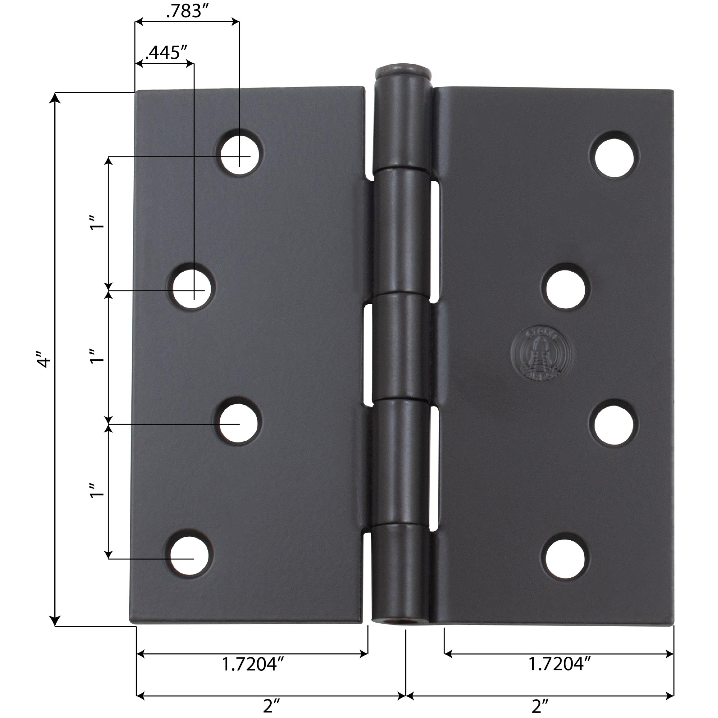 Stone Harbor Hardware 4" Door Hinges, Square Corner, Matte Black, 2-Pack
