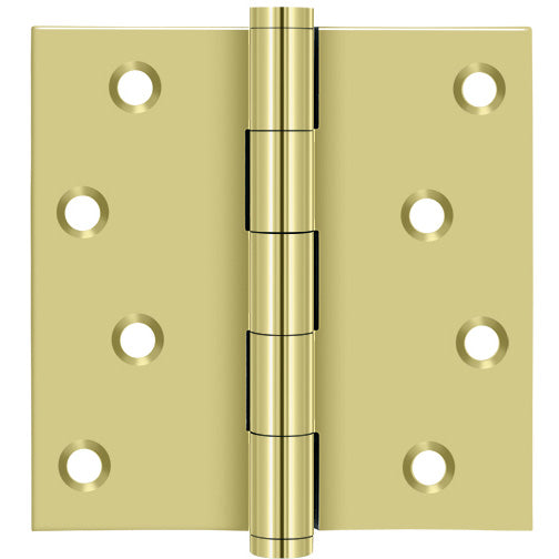 4.0" x SQR Solid Brass Hinge 2/pk - Polished Brass