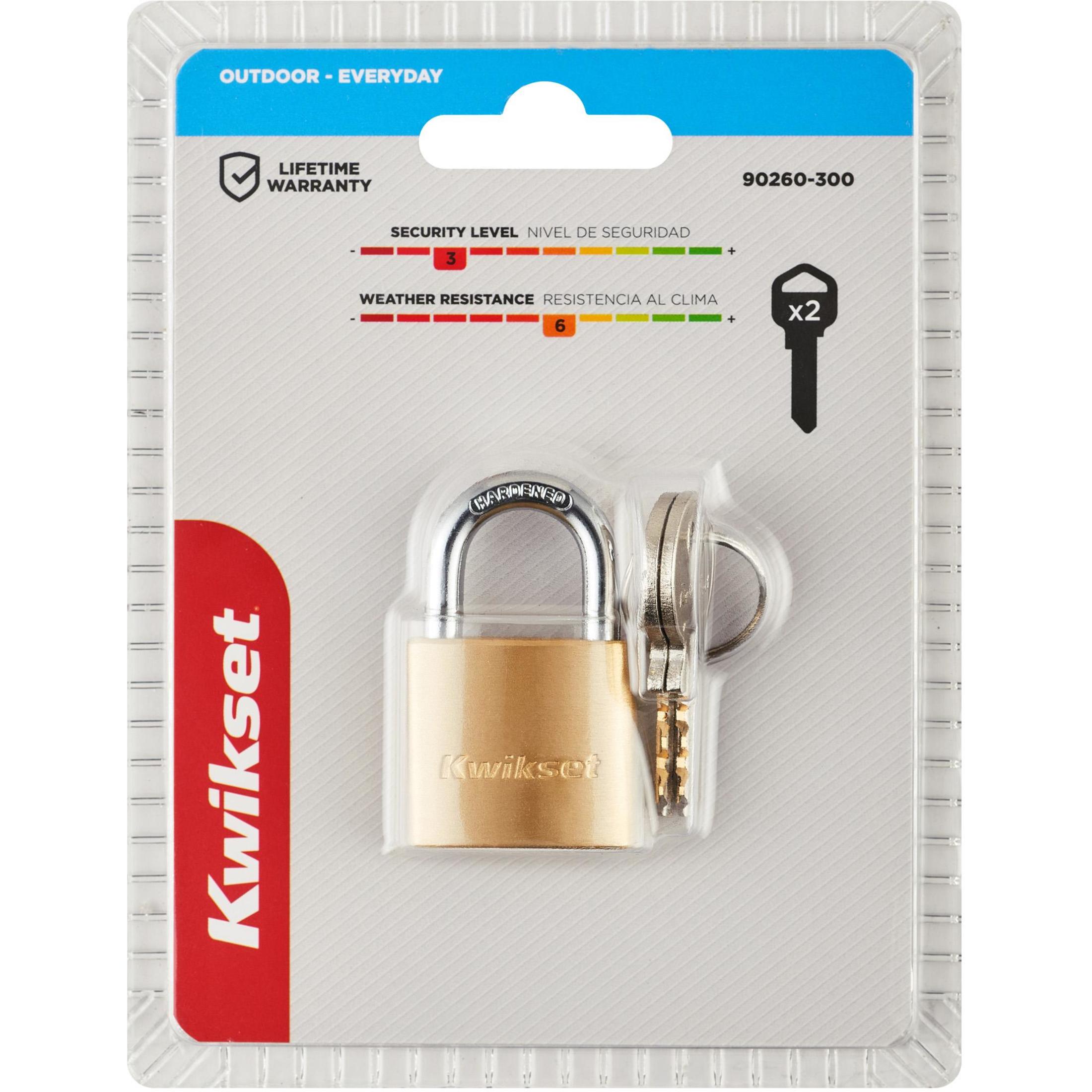 Kwikset 1-3/16" Brass Padlock with 5/8" Shackle