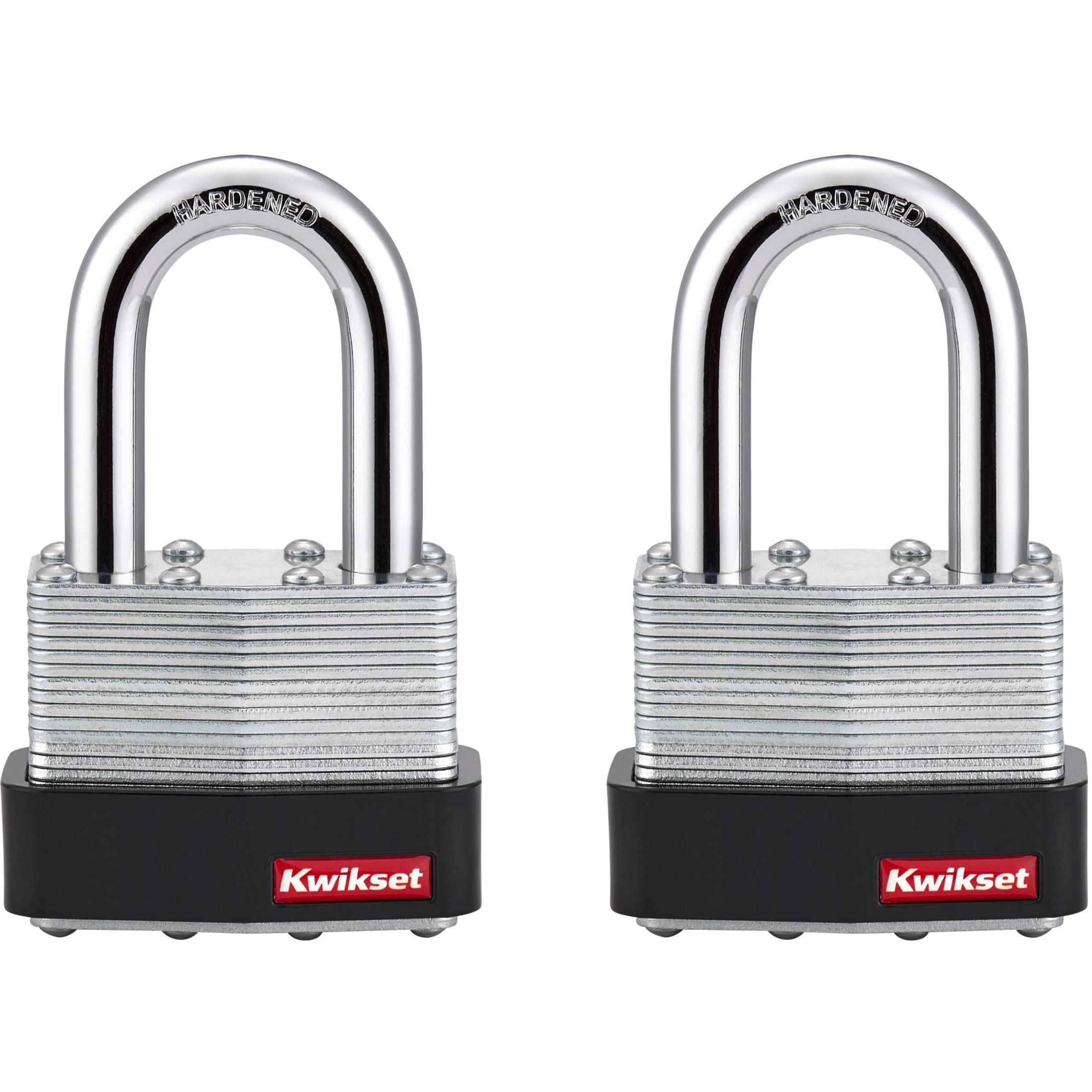 Kwikset 2" Laminated Padlock KA with 1-1/2" Shackle, 2-Pack