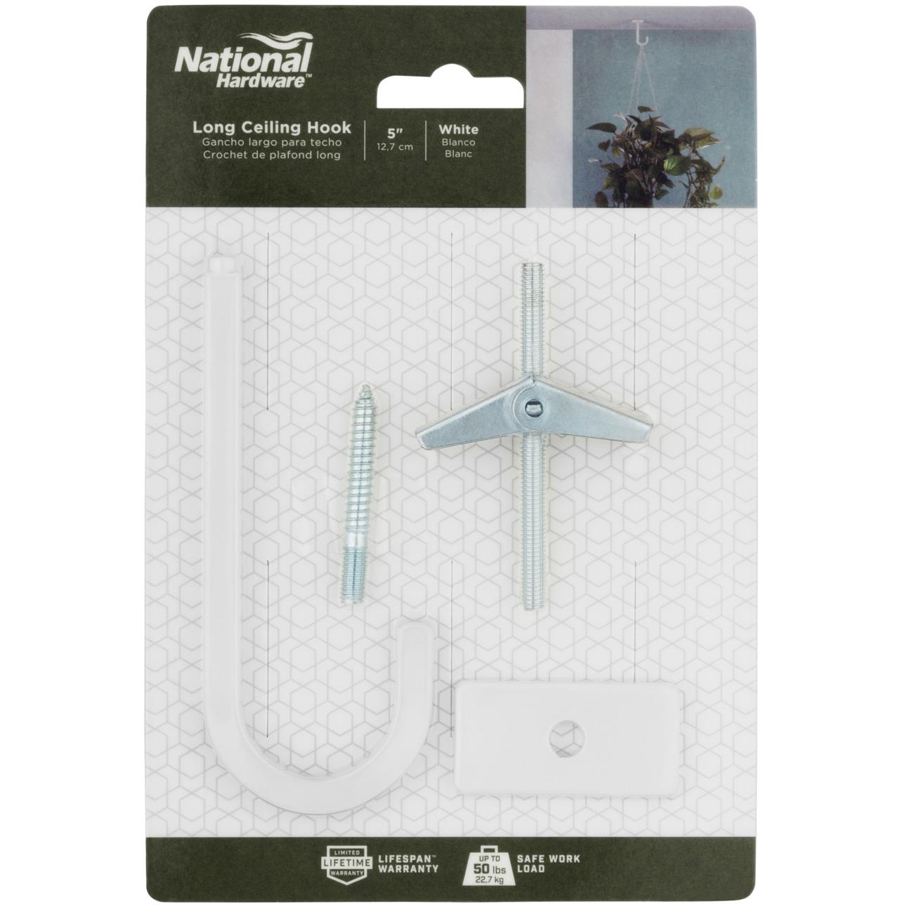 National Hardware - N275-512 - V2647 - 5" Extended Ceiling Hook in White
