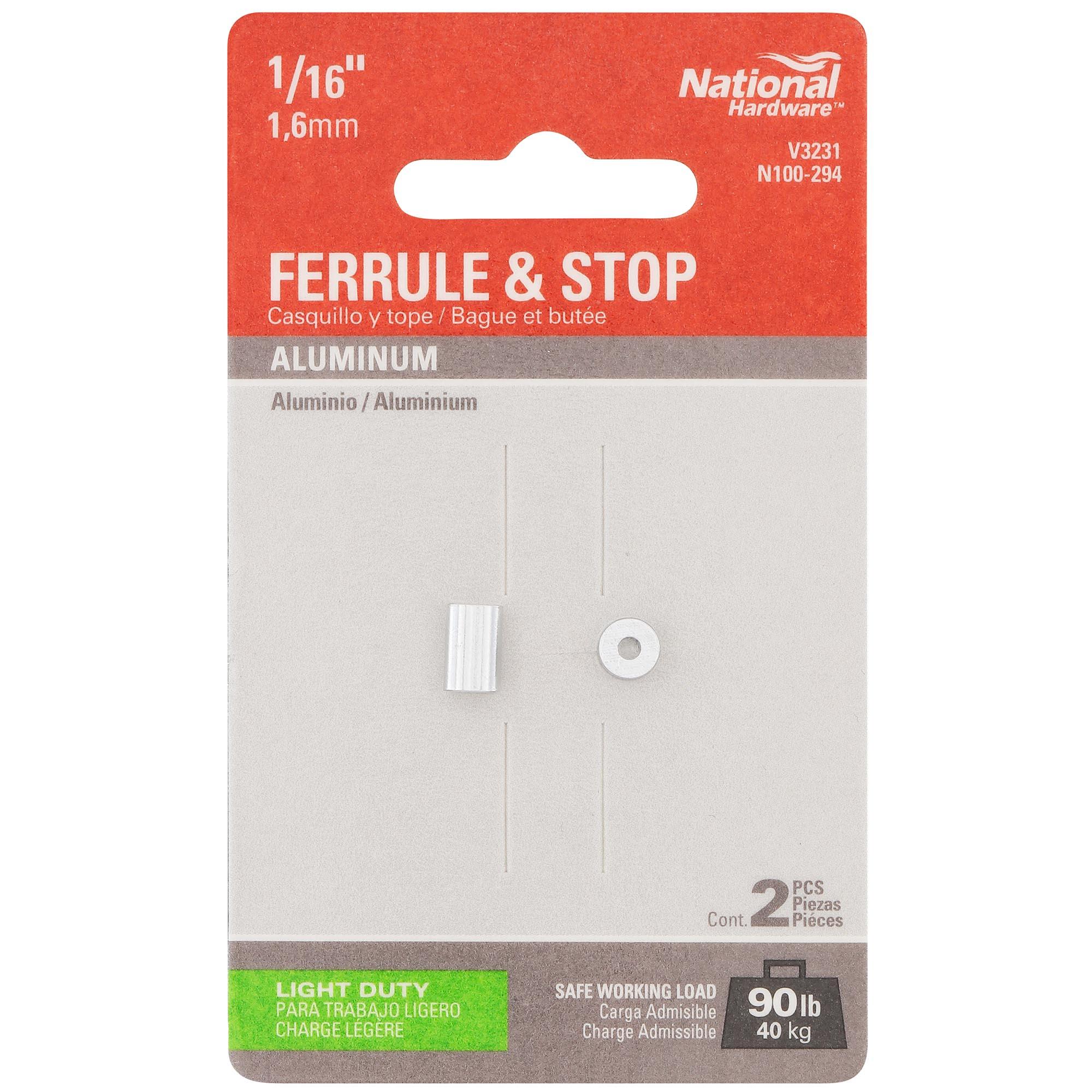 National Hardware - N100-294 V3231 1/16" Ferrule & Stop Ferrule and Stops in Aluminum