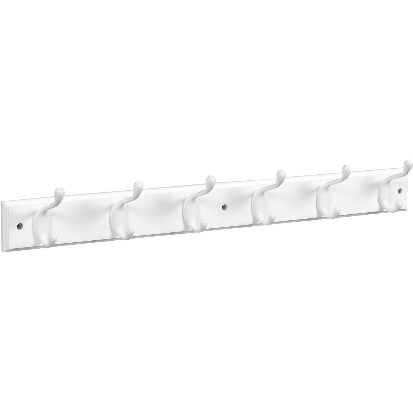 DPV8170 27" x 2-3/4" x 3/5" Hookrail with 6 Coat Hooks - White with White Rail