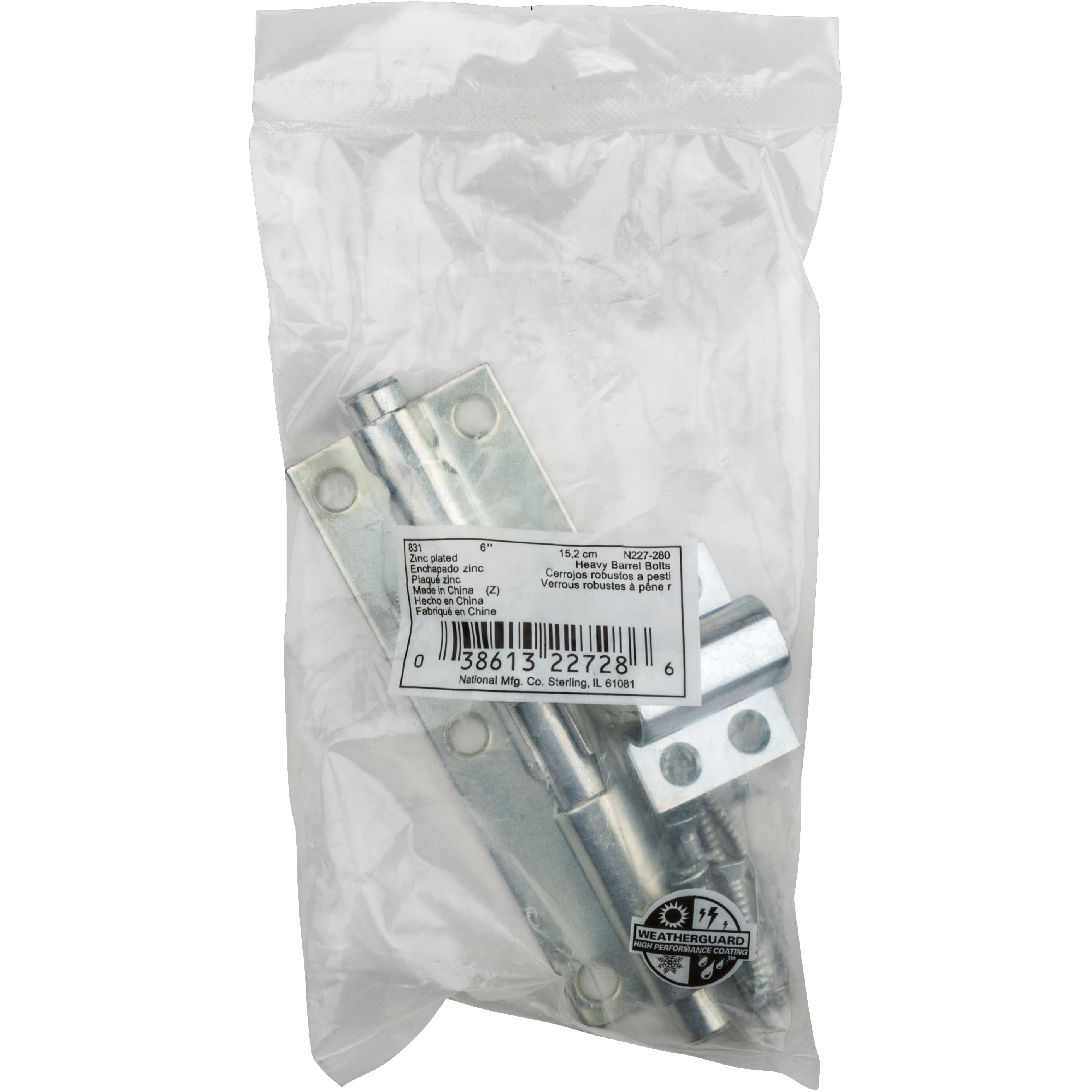 National Hardware - N227-280 SPB831 6" Barrel Bolt - Zinc Plated