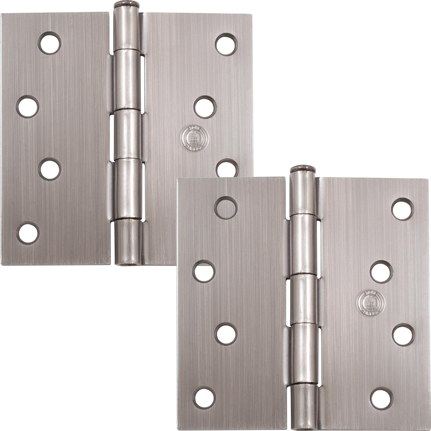 Stone Harbor Hardware 4" Door Hinges, Square Corner, Antique Nickel, 2-Pack