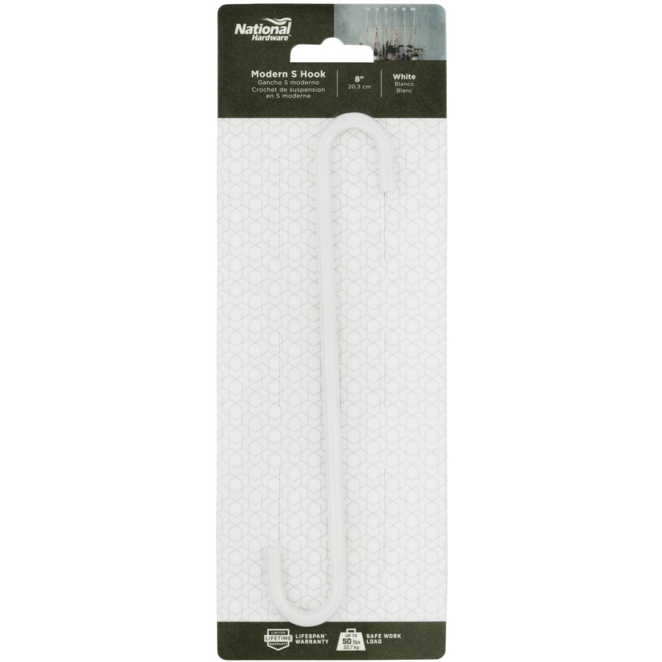 National Hardware - N275-519 - V2649 - 8" Modern Large S Hook in White