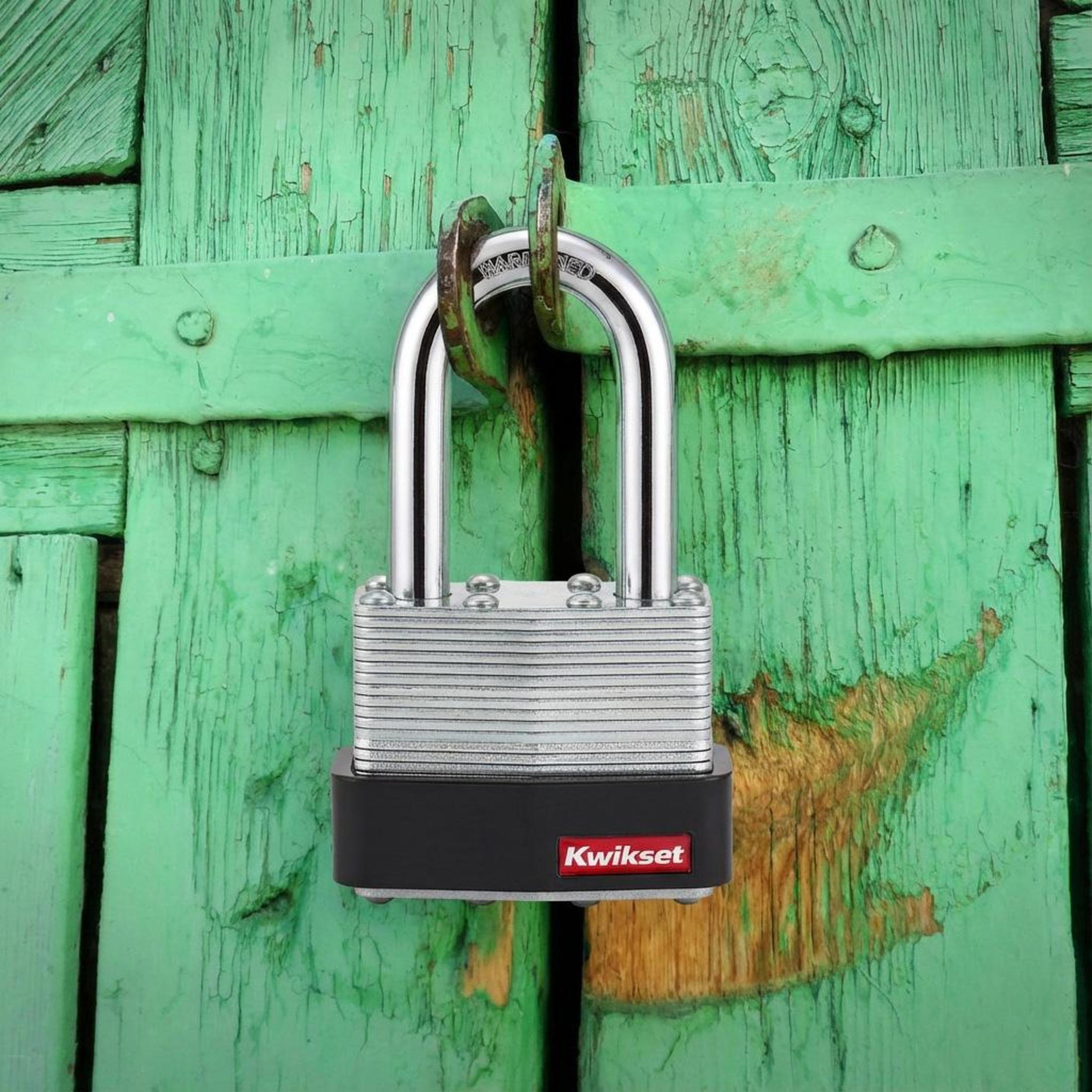 Kwikset 1-9/16" Laminated Padlock KA with 1-1/2" Shackle, 2-Pack