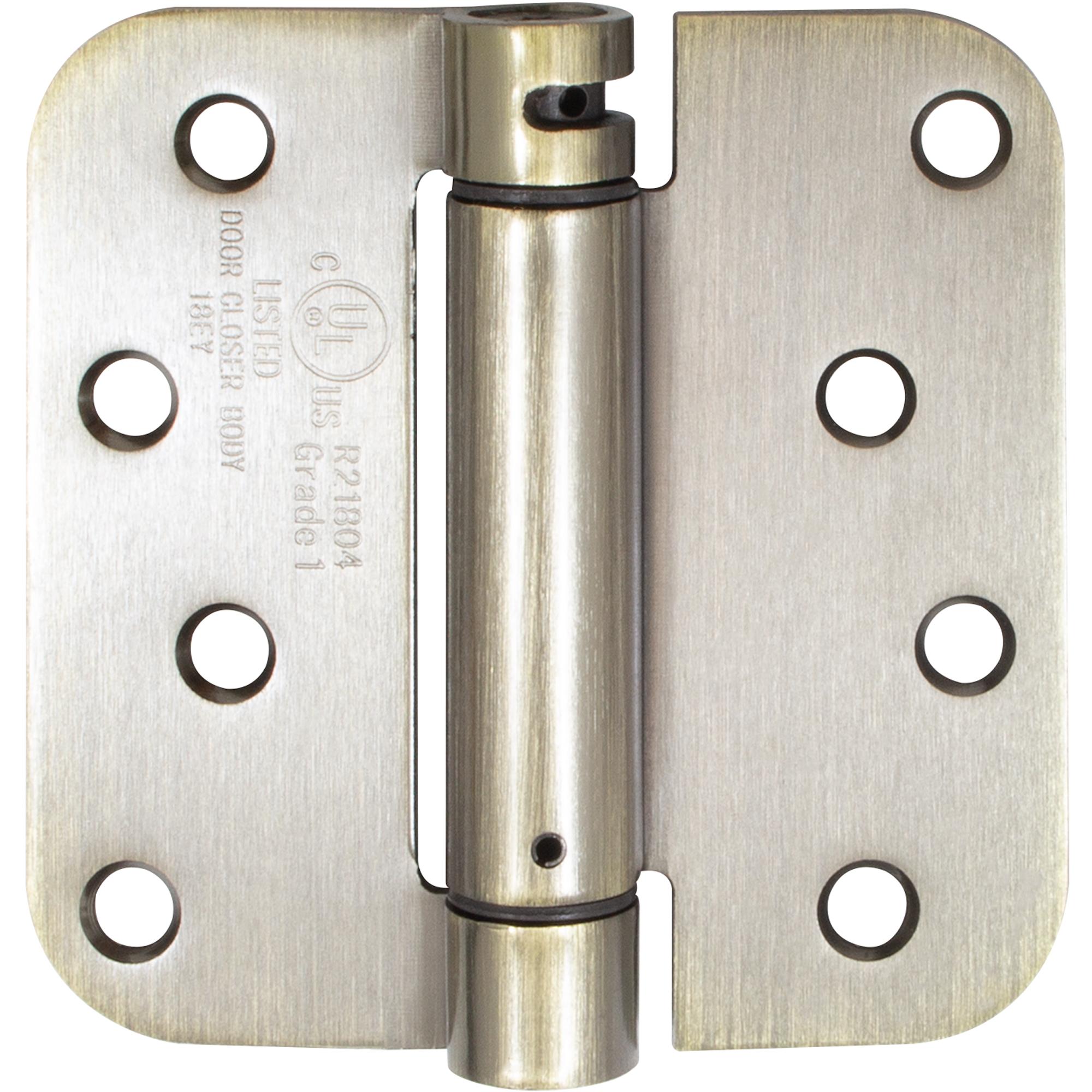 Stone Harbor Hardware Self-Closing Door Hinge, 4 Inches, 5/8" Radius Corner, Antique Brass