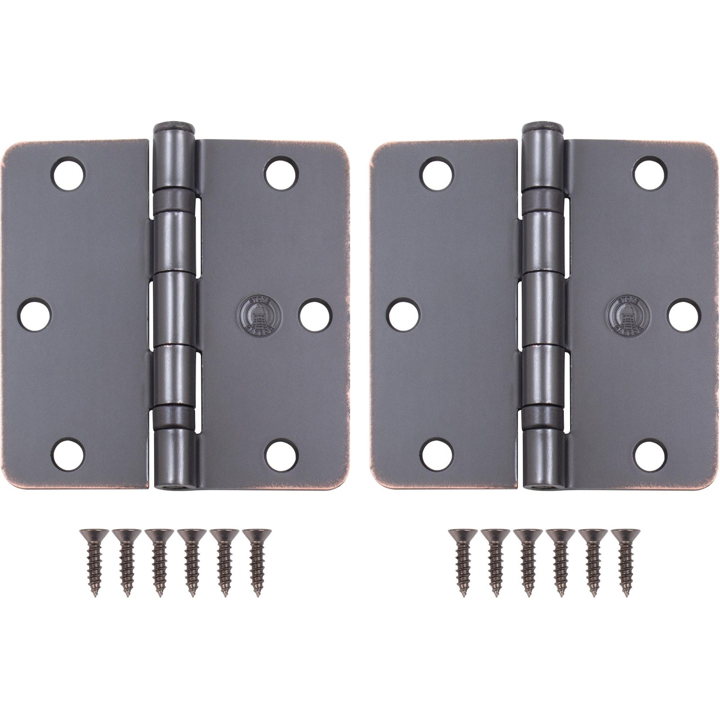 Stone Harbor Hardware 3-1/2" Ball-Bearing Door Hinges, 1/4" Radius Corner, Vintage Bronze, 2-Pack