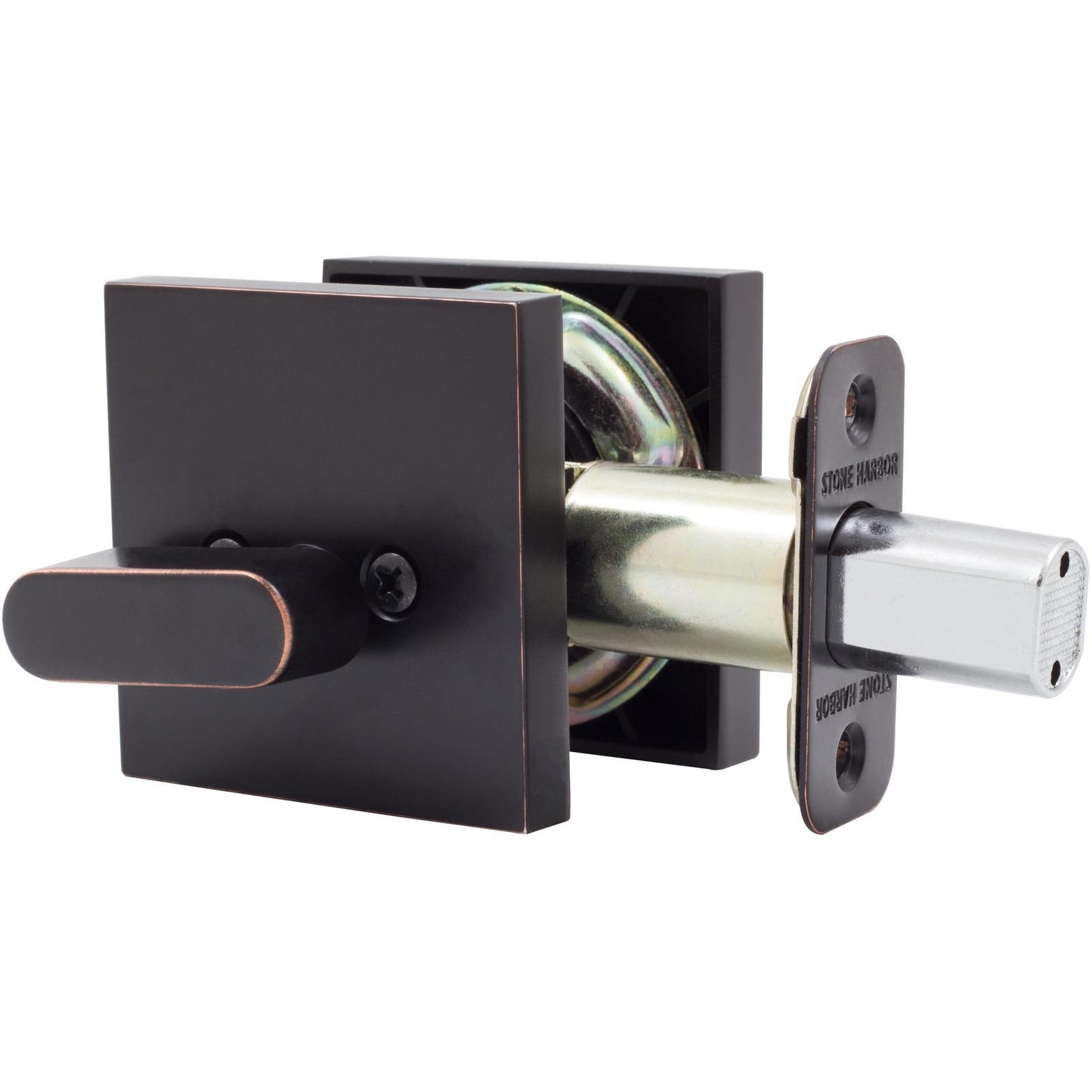 Stone Harbor Hardware Grade 3 Contemporary Square Deadbolt, KW Keyway, Vintage Bronze