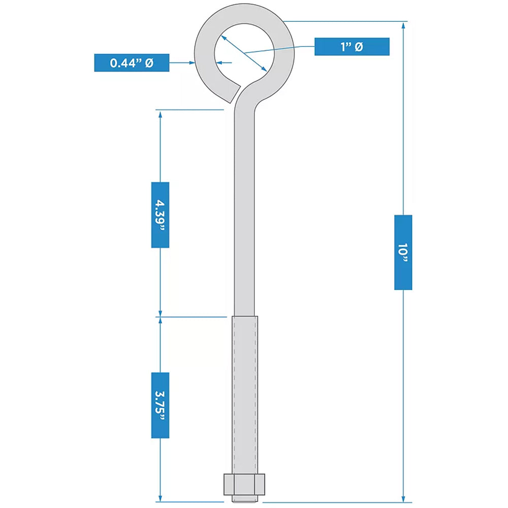 2160BC 1/2" x 10" Eye Bolt - Zinc Plated