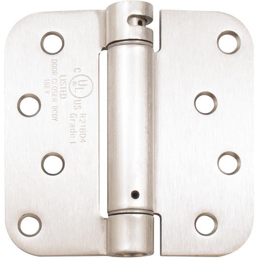 Stone Harbor Hardware Self-Closing Door Hinge, 4 Inches, 5/8" Radius Corner, Satin Nickel