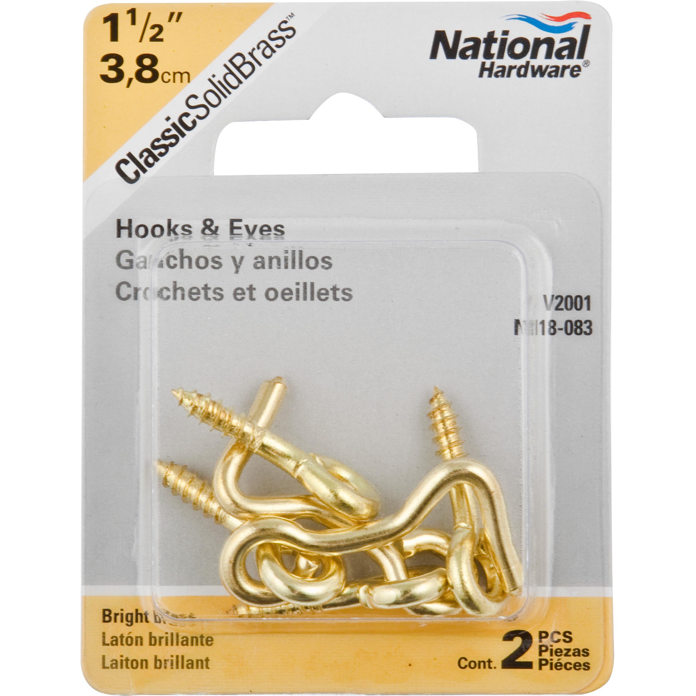 V2001 1-1/2" Hook & Eye 2/pk - Polished Brass