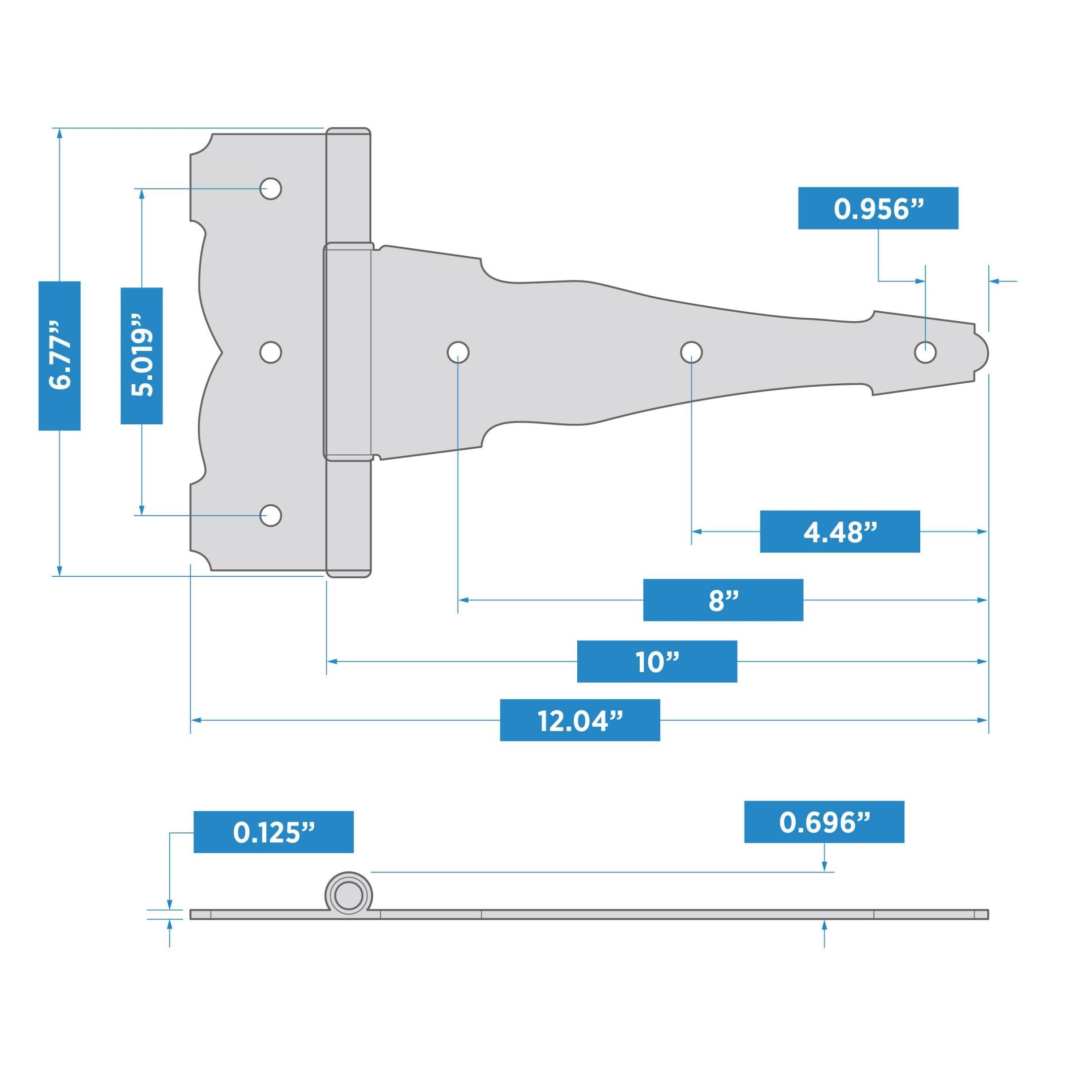 National Hardware - N166-012 V1119 10" Decorative T Hinge - Black
