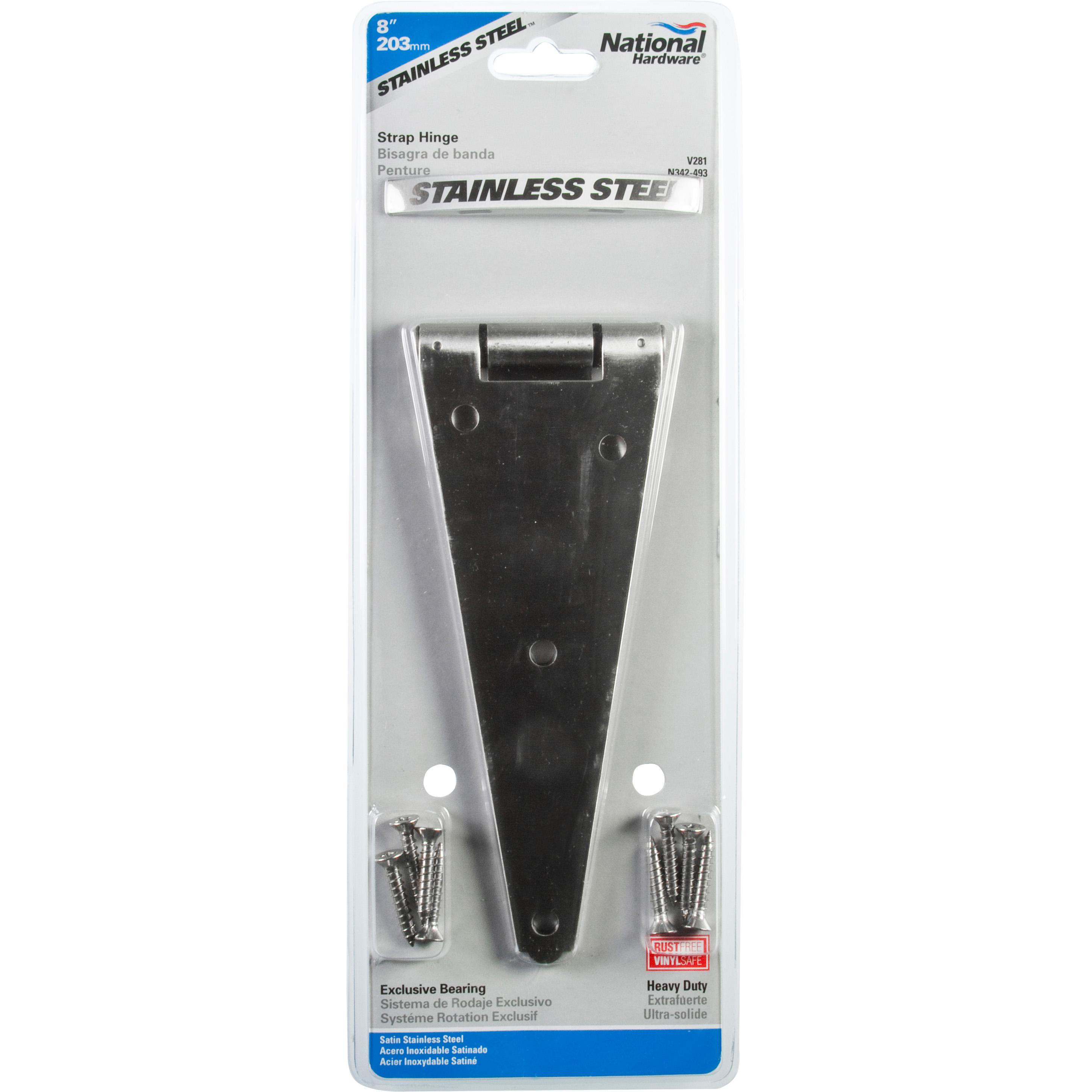 V281 8" Heavy Strap Hinge - Stainless Steel