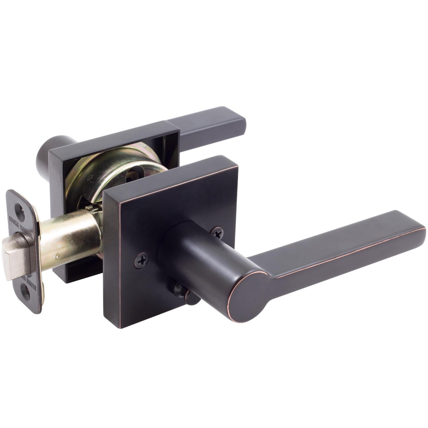 Stone Harbor Hardware Vienna Door Lever with Square Rosette, Privacy (Bed/Bath) Latch, Vintage Bronze