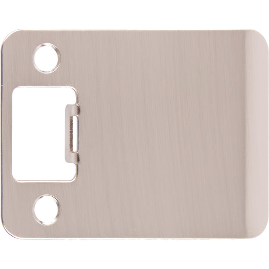 Stone Harbor Hardware Round Corner Extended Lip Strike Plate, 2-1/4" x 2-1/2", (3" Overall Length), Satin Nickel