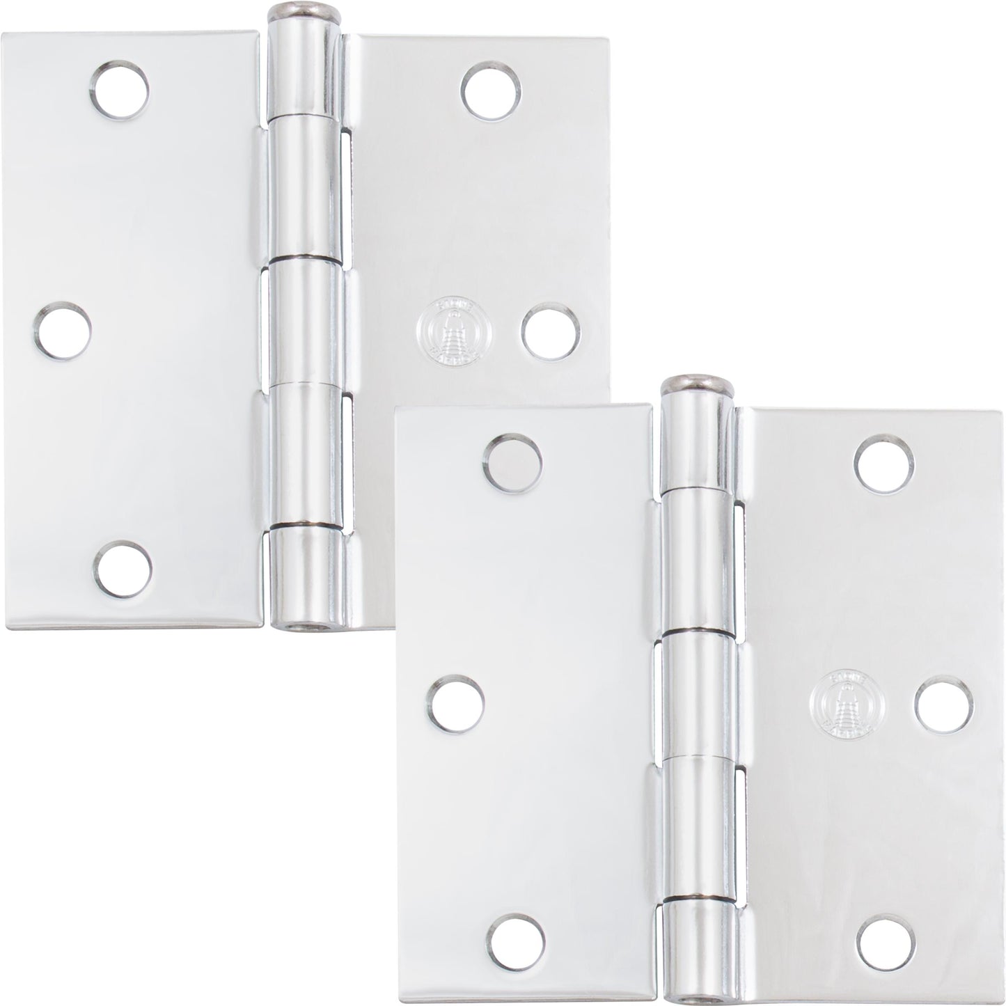 Stone Harbor Hardware 3-1/2" Door Hinges, Square Corner, Polished Chrome, 2-Pack