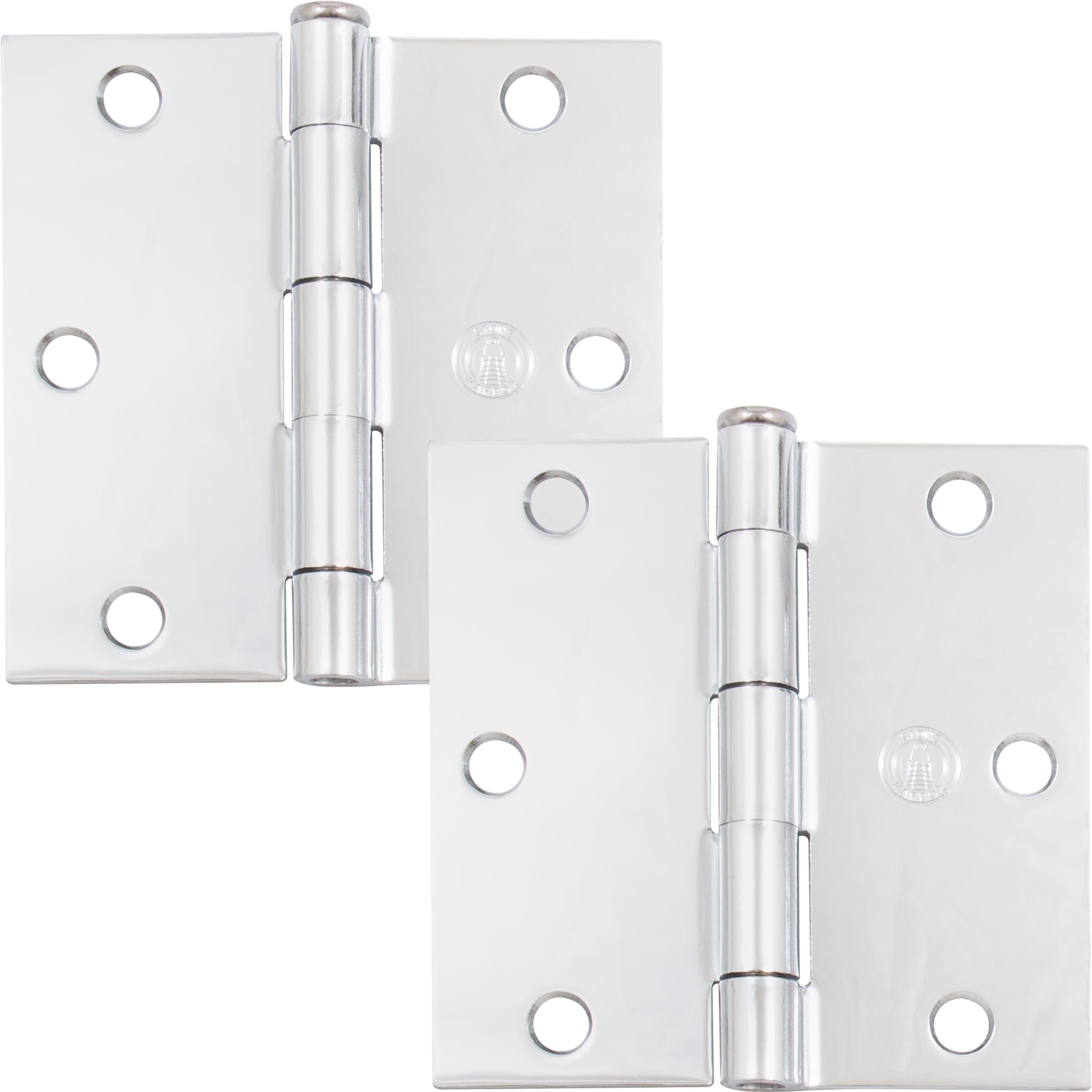 Stone Harbor Hardware 3-1/2" Door Hinges, Square Corner, Polished Chrome, 2-Pack