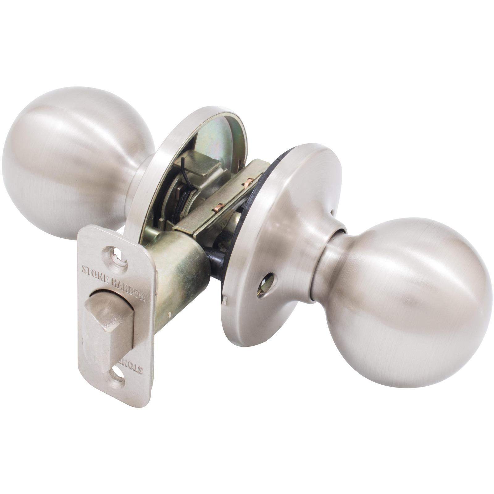 Stone Harbor Hardware Ball Door Knob, Passage (Hall/Closet) Latch, Satin Nickel