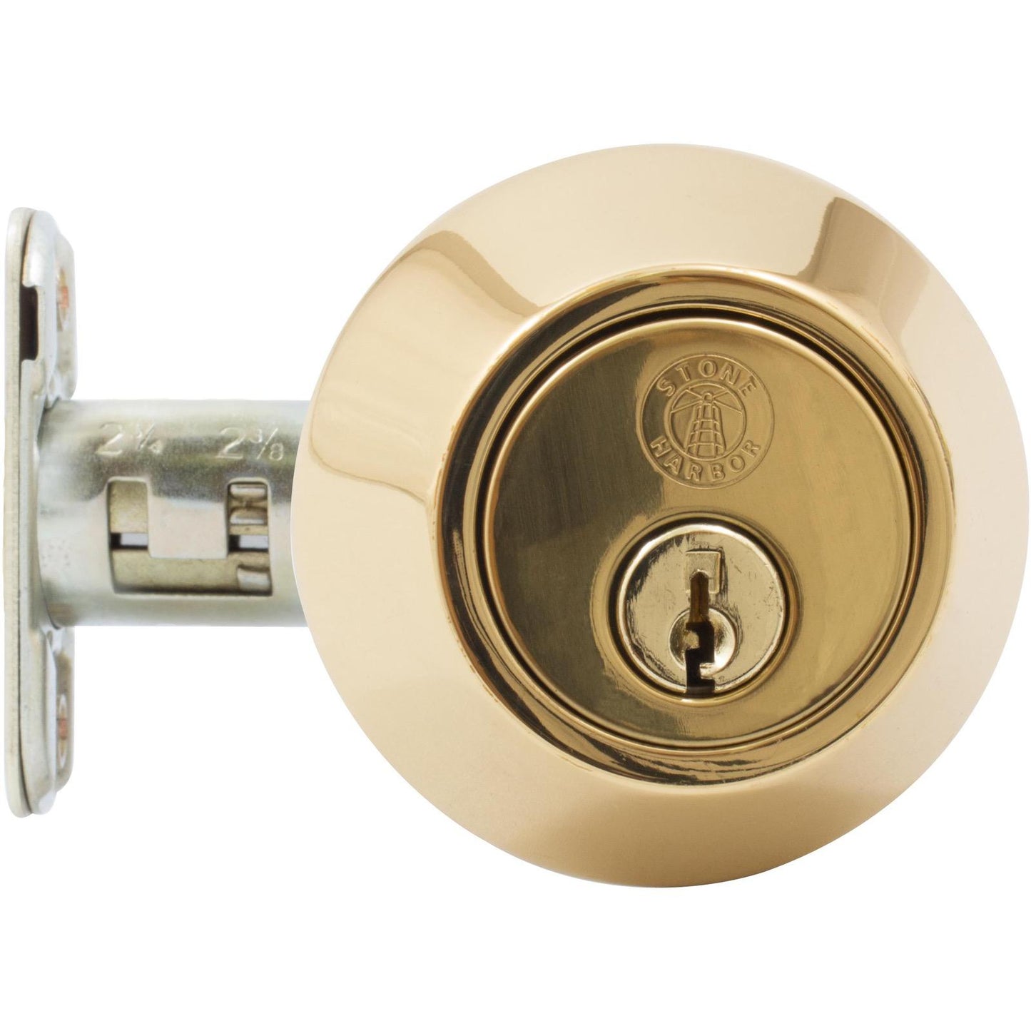 Stone Harbor Hardware Grade 3 Deadbolt, Single Cylinder, SC Keyway, Polished Brass
