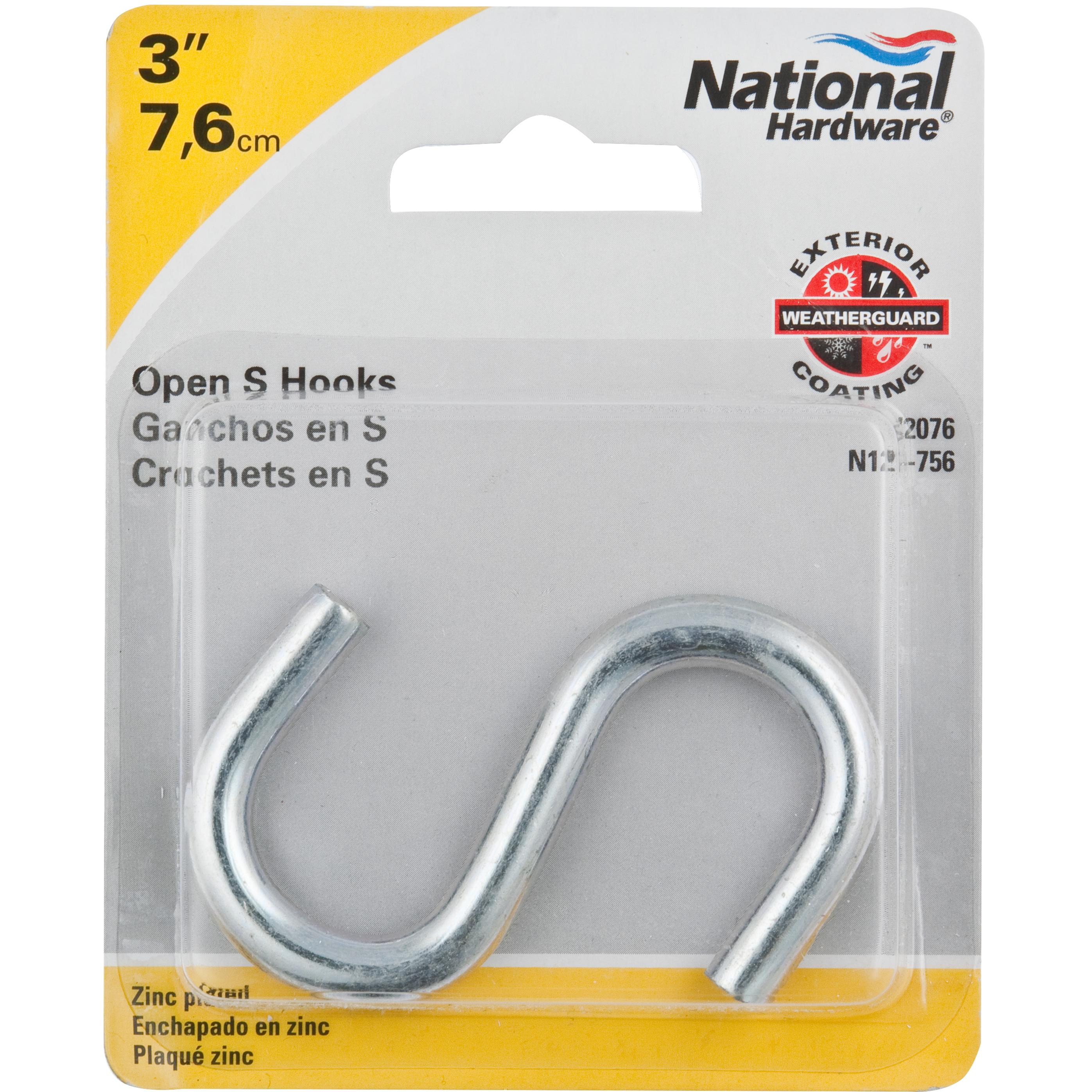 V2076 3" Heavy Open S Hook - Zinc