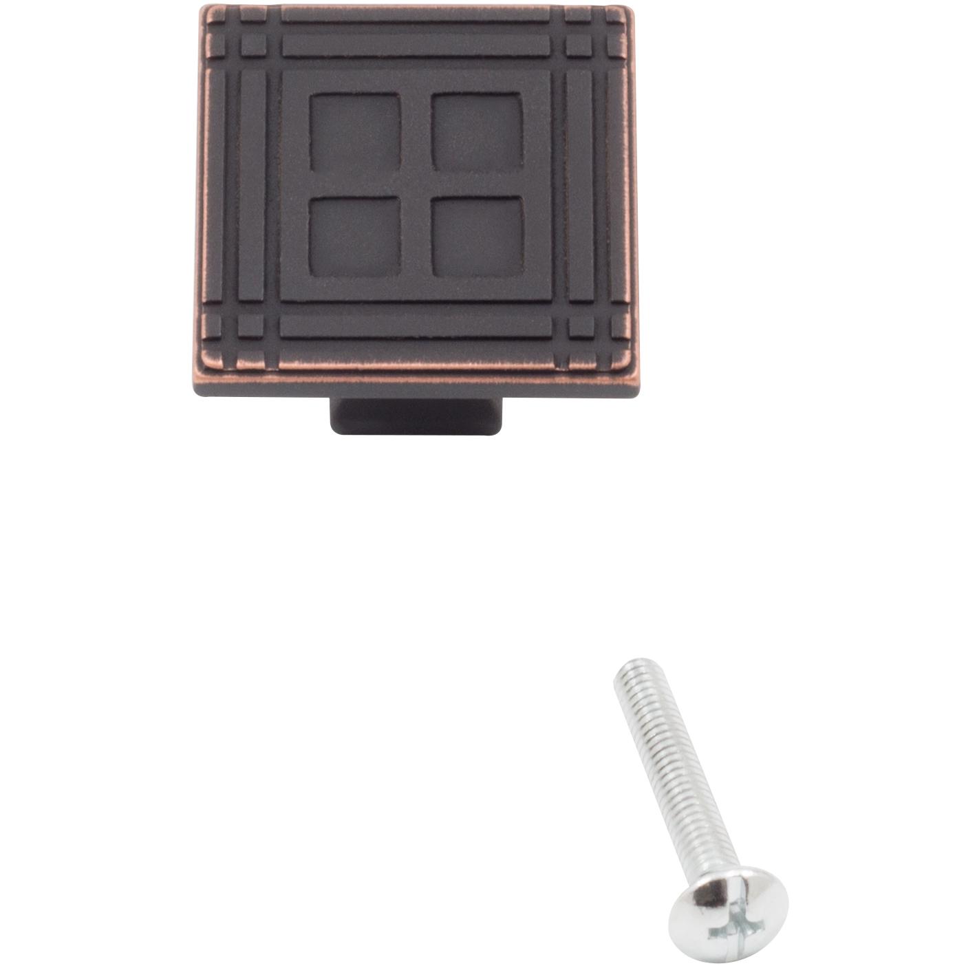 Stone Harbor Hardware Arts & Crafts Square Cabinet Knob, Vintage Bronze
