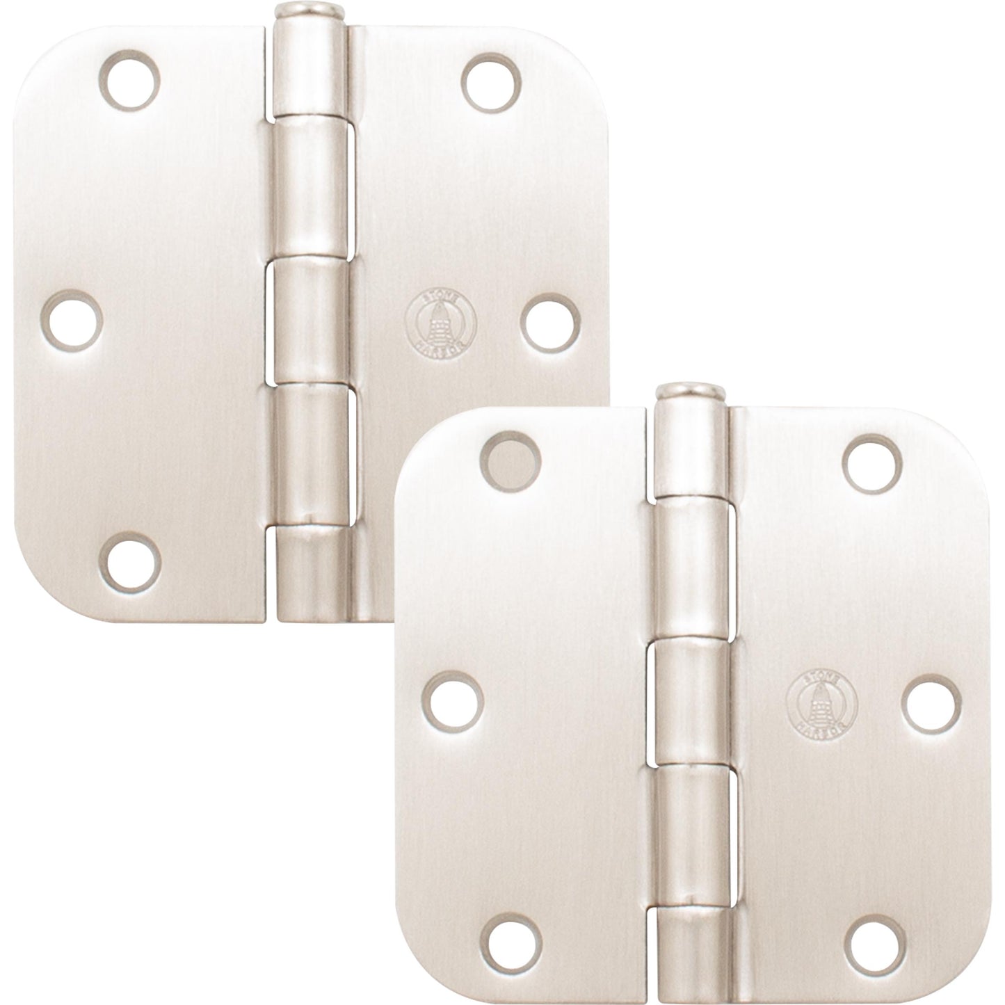 Stone Harbor Hardware 3-1/2" Door Hinges, 5/8" Radius Corner, Satin Nickel, 2-Pack