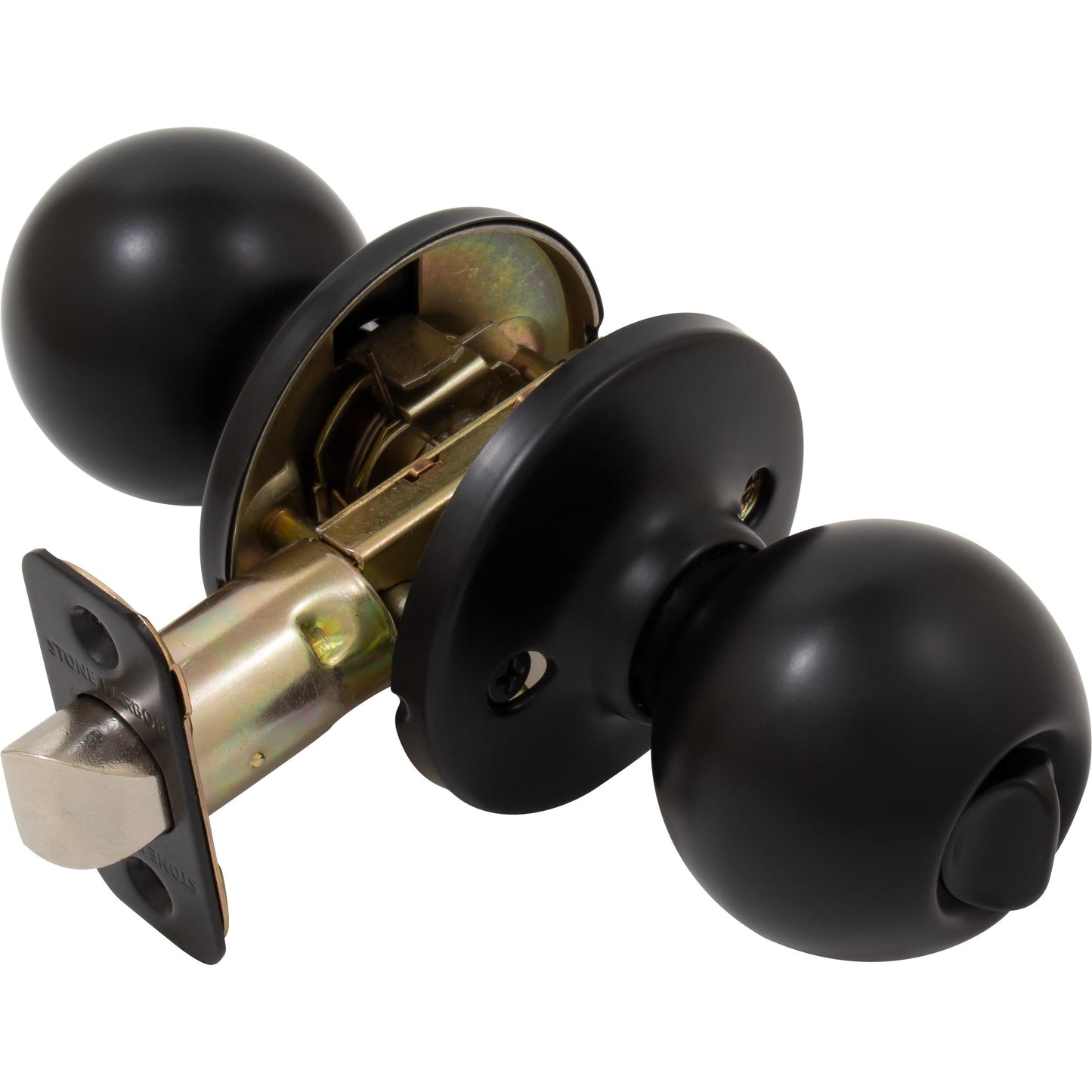 Stone Harbor Hardware Ball Door Knob, Privacy (Bed/Bath) Latch, Matte Black