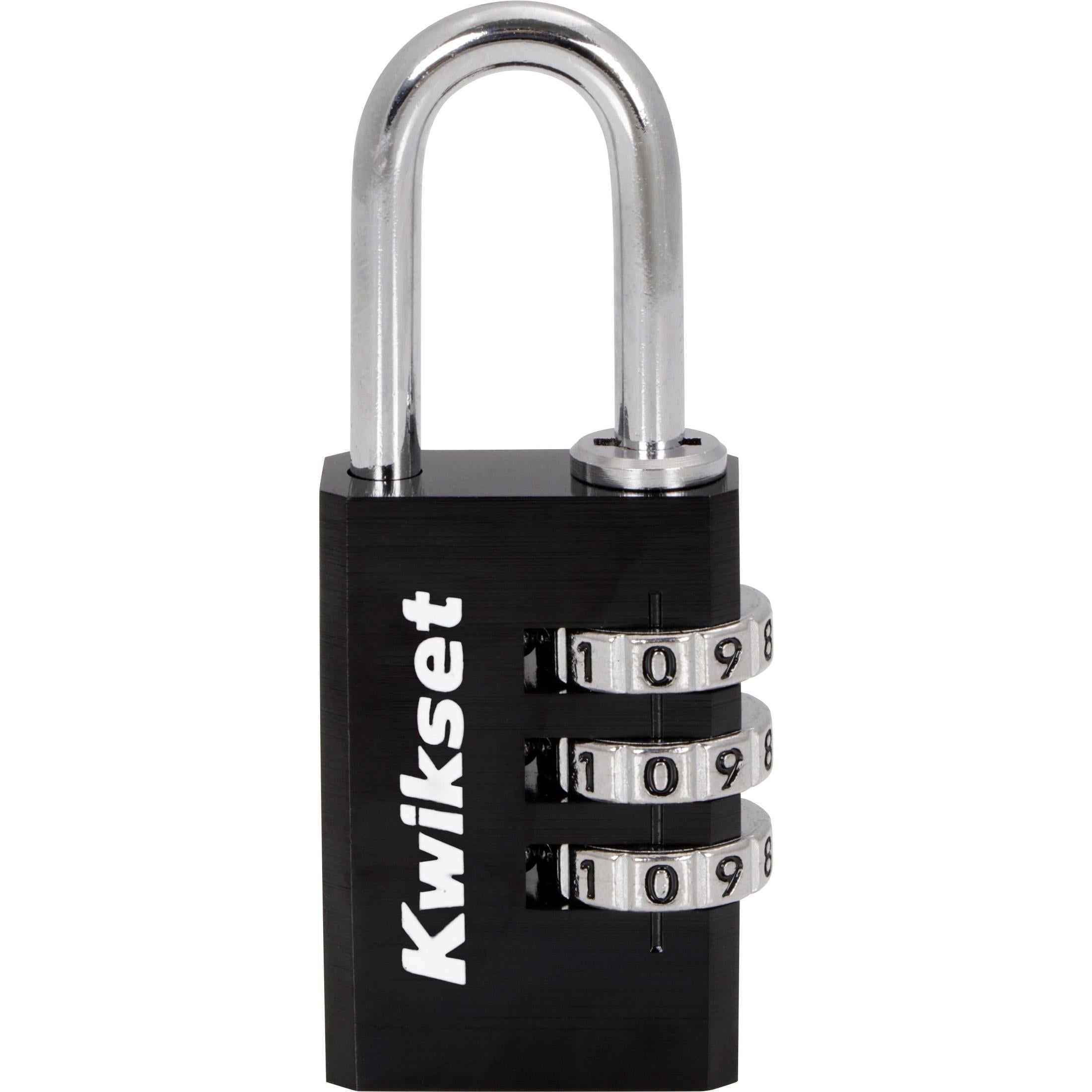 Kwikset 1-1/8" Aluminum Combination Padlock with 1" Shackle, Black