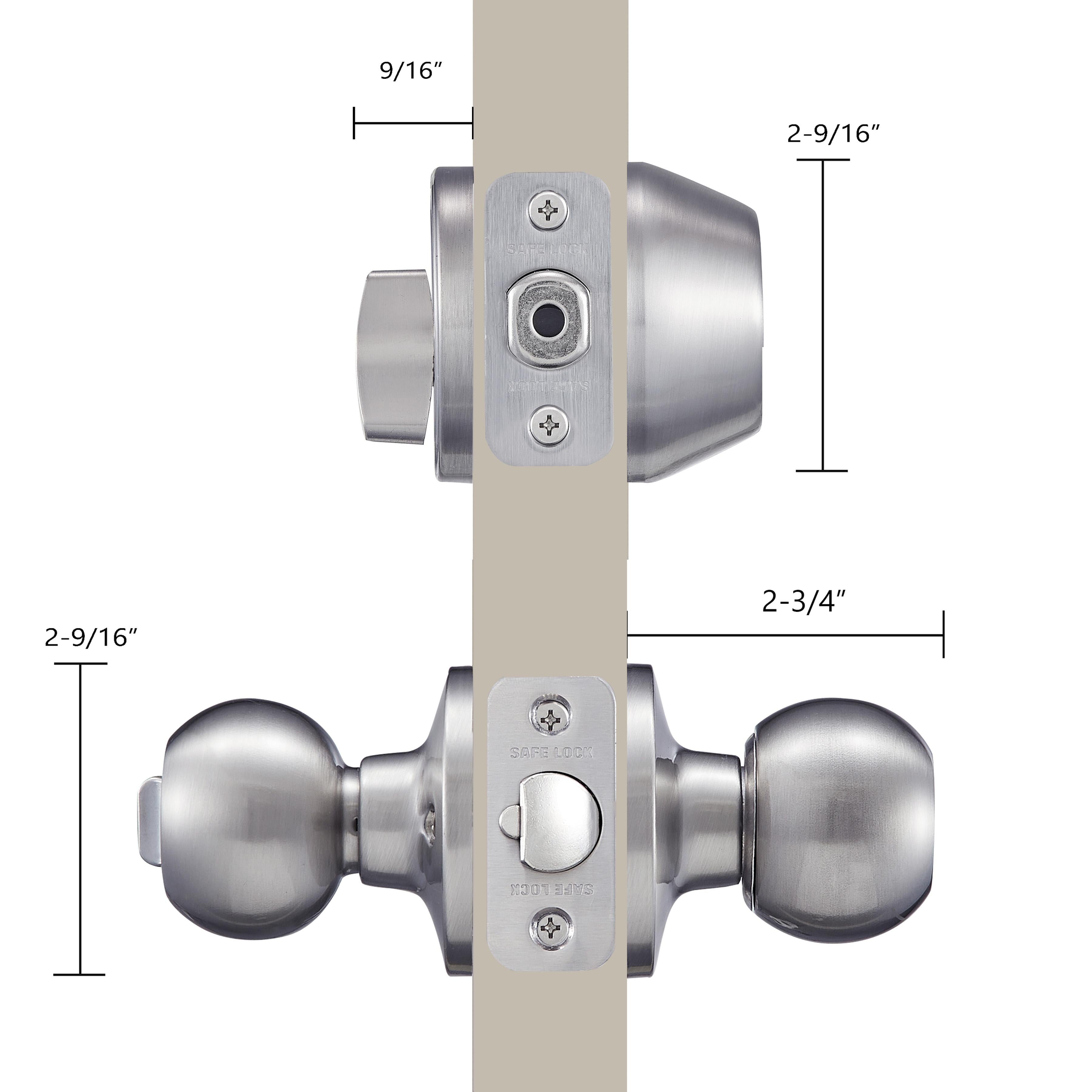 Safe Lock - Regina Knob, Keyed Entry Knob and Single Cylinder Deadbolt Combo Pack - Satin Chrome
