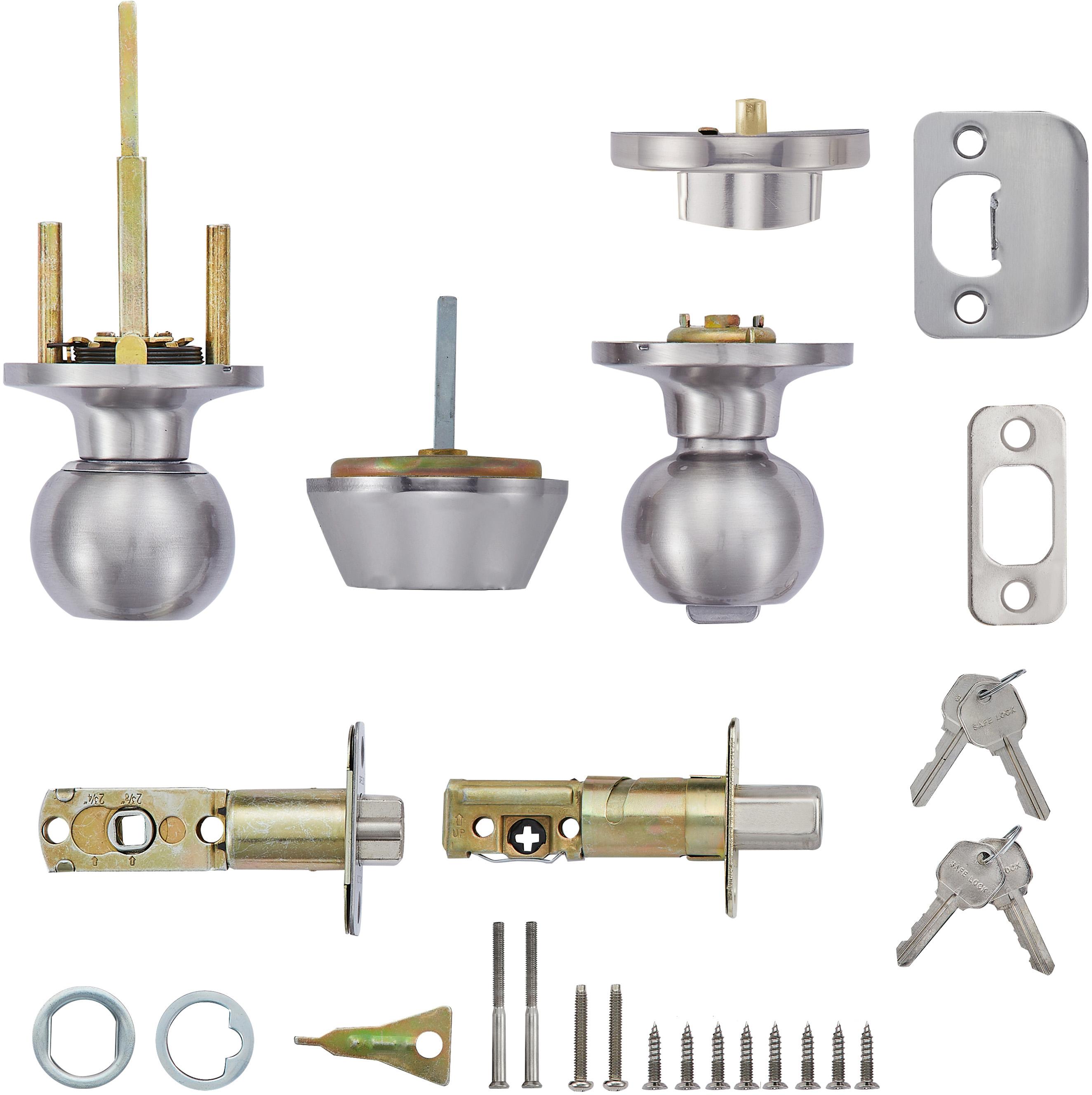 Safe Lock - Regina Knob, Keyed Entry Knob and Single Cylinder Deadbolt Combo Pack - Satin Chrome