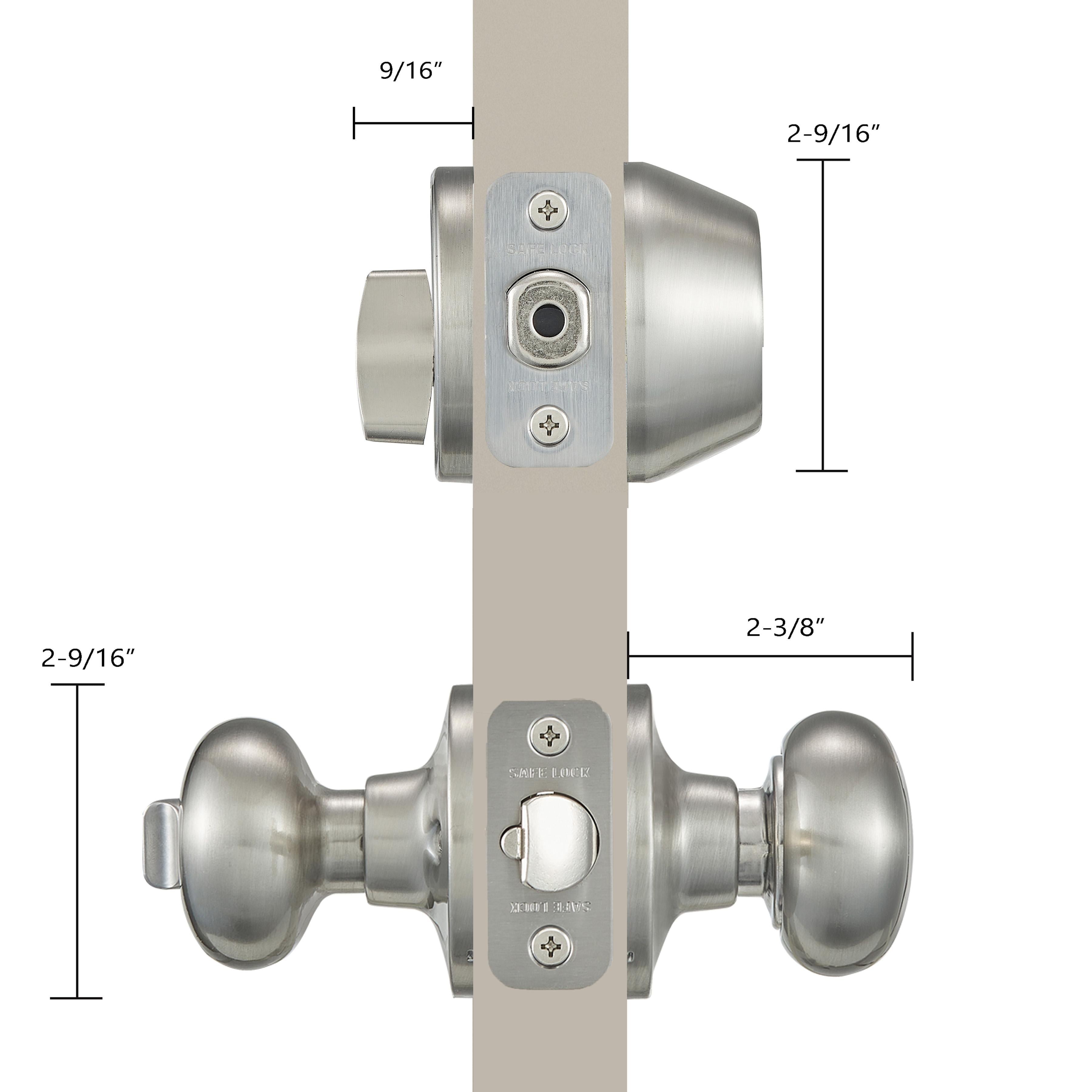Safe Lock - Regina Knob, Keyed Entry Knob and Single Cylinder Deadbolt Combo Pack - Satin Nickel