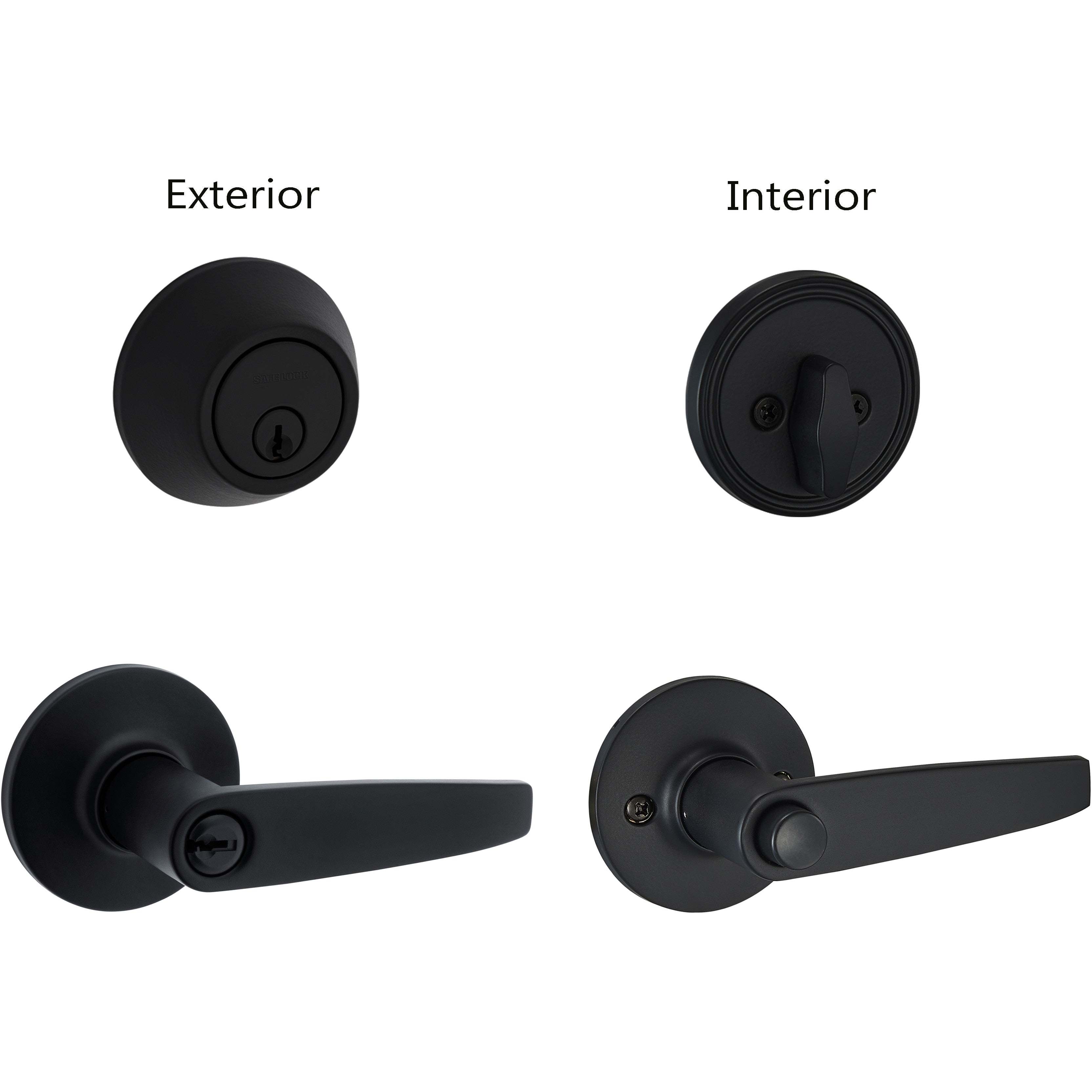 Safe Lock - Winston Lever, Keyed Entry Lever and Single Cylinder Deadbolt Combo Pack - Matte Black