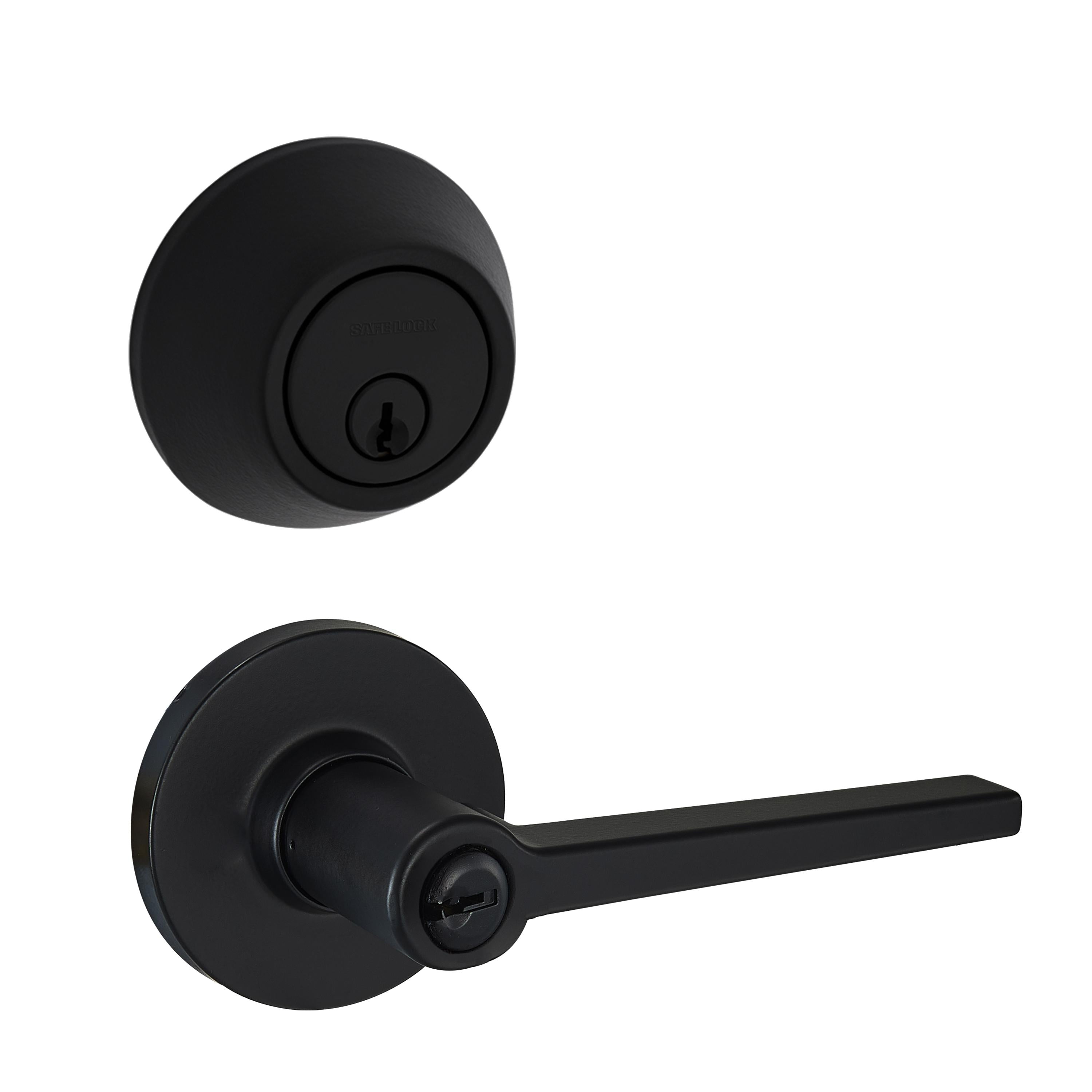 Safe Lock - Daylon Lever, Keyed Entry Lever and Single Cylinder Deadbolt Combo Pack - Matte Black