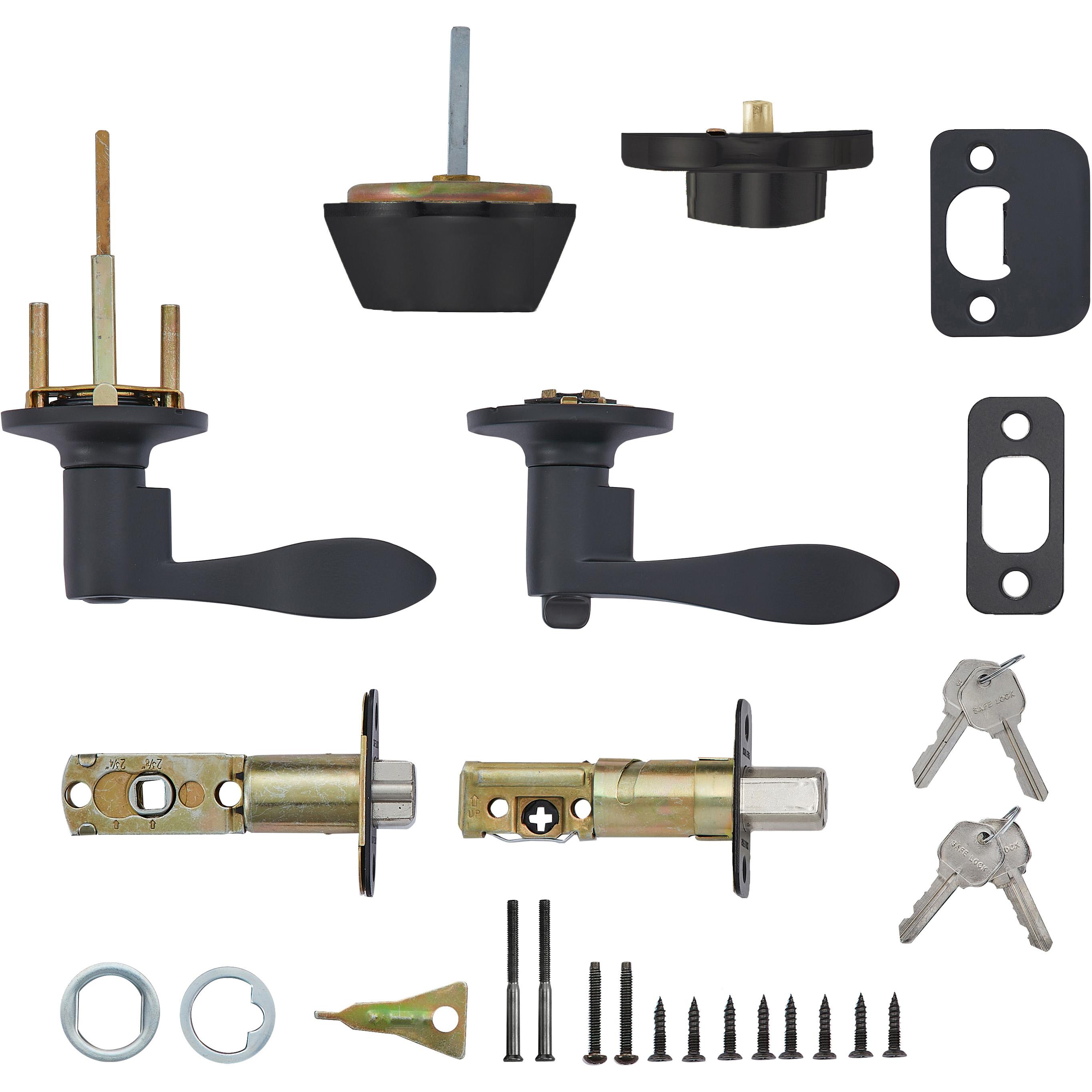 Safe Lock - Layton Lever, Keyed Entry Lever and Single Cylinder Deadbolt Combo Pack - Matte Black