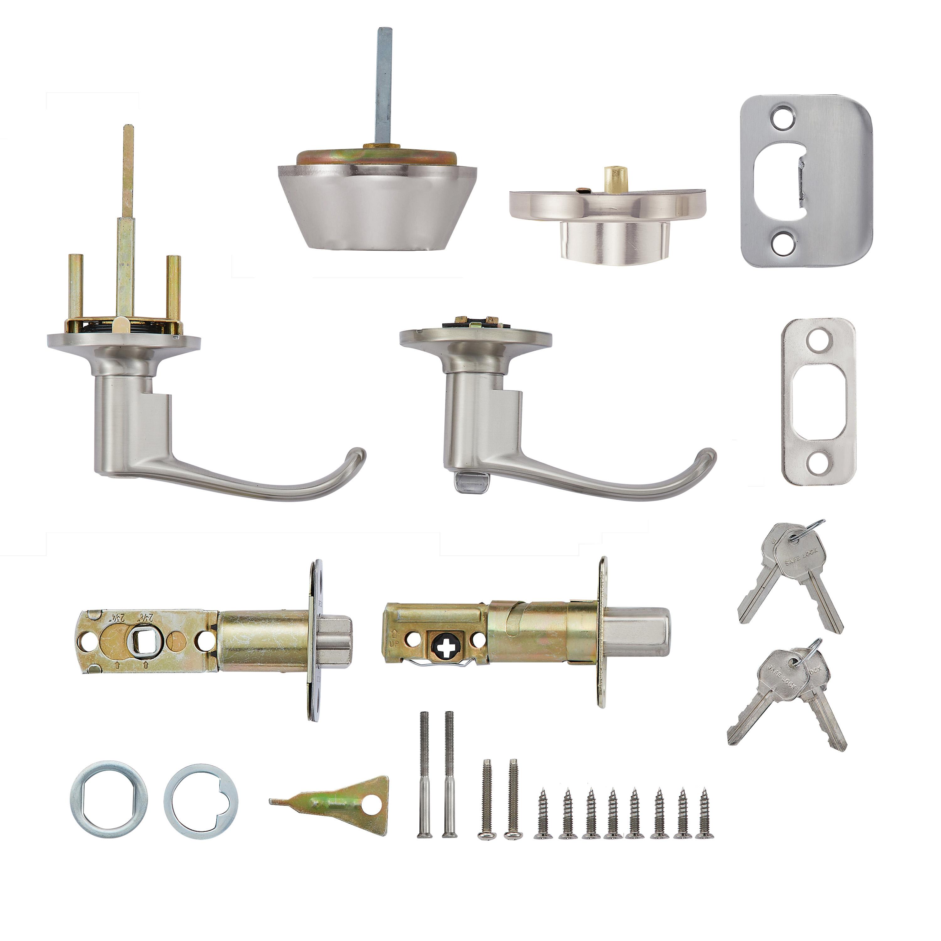 Safe Lock - Grapevine Lever, Keyed Entry Lever and Single Cylinder Deadbolt Combo Pack - Satin Nickel