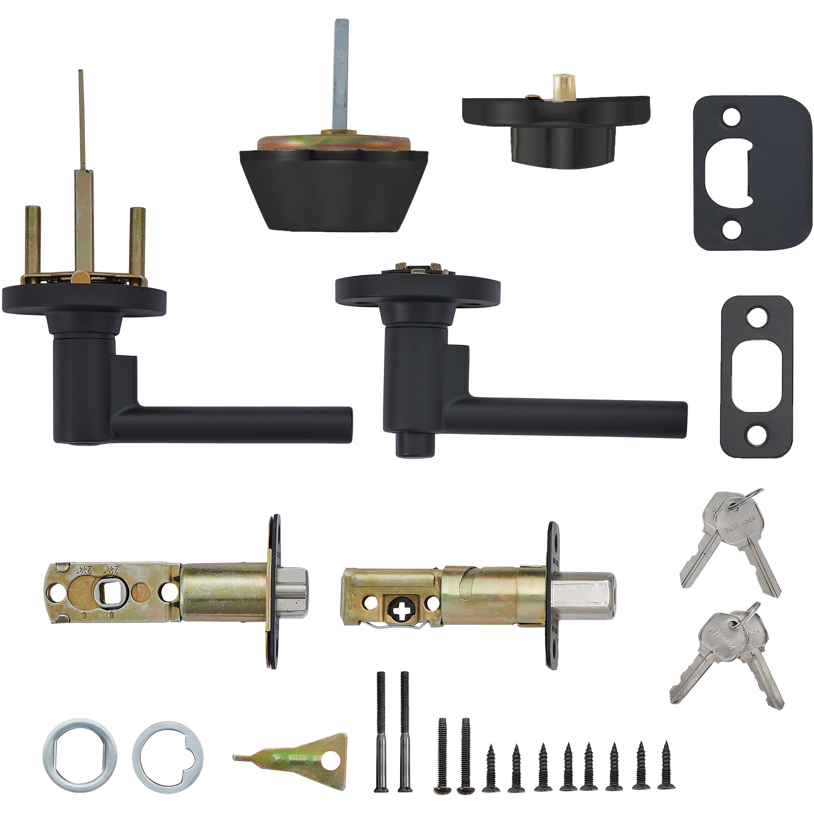 Safe Lock - Reminy Lever, Keyed Entry Lever and Single Cylinder Deadbolt Combo Pack - Matte Black