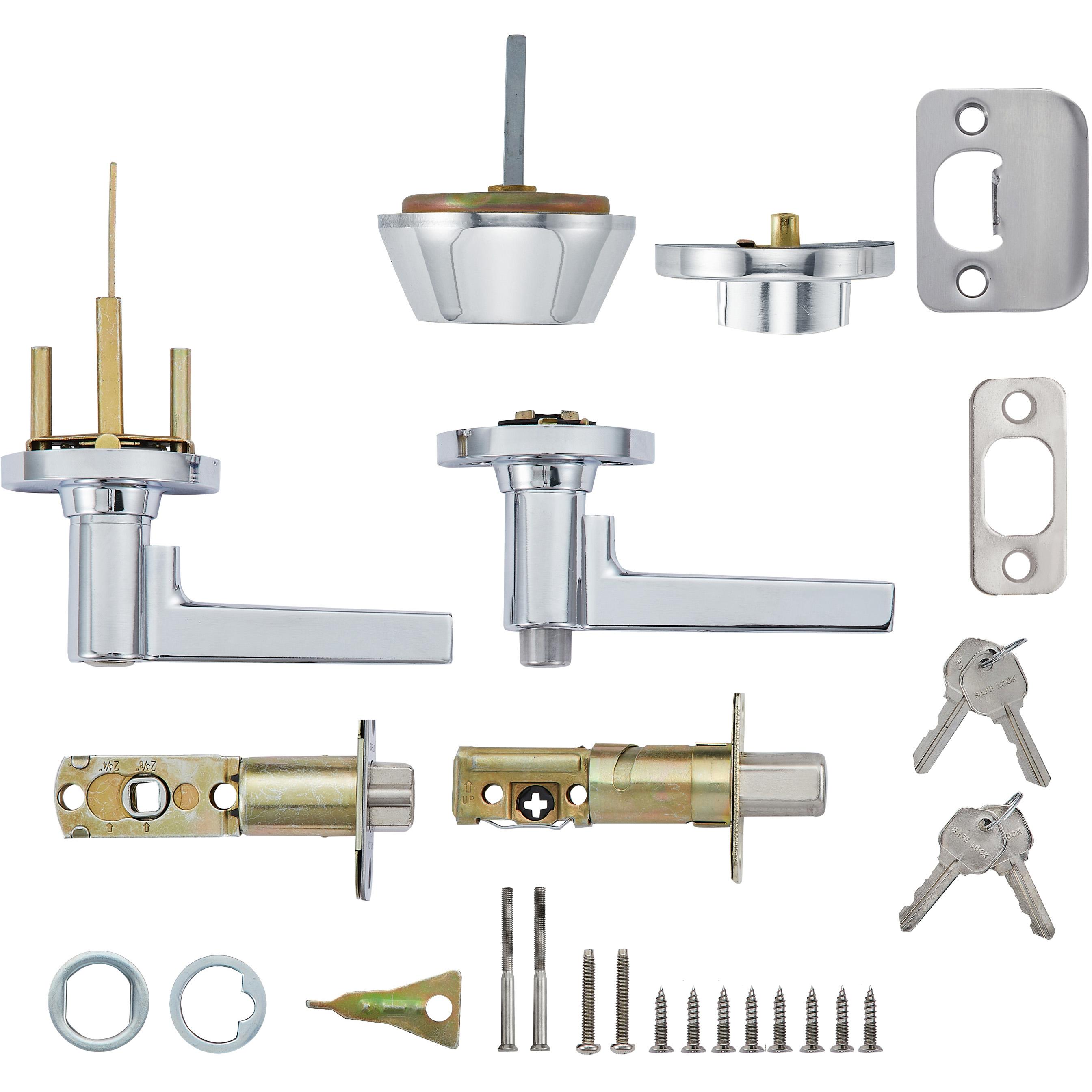 Safe Lock - Reminy Lever, Keyed Entry Lever and Single Cylinder Deadbolt Combo Pack - Polished Chrome