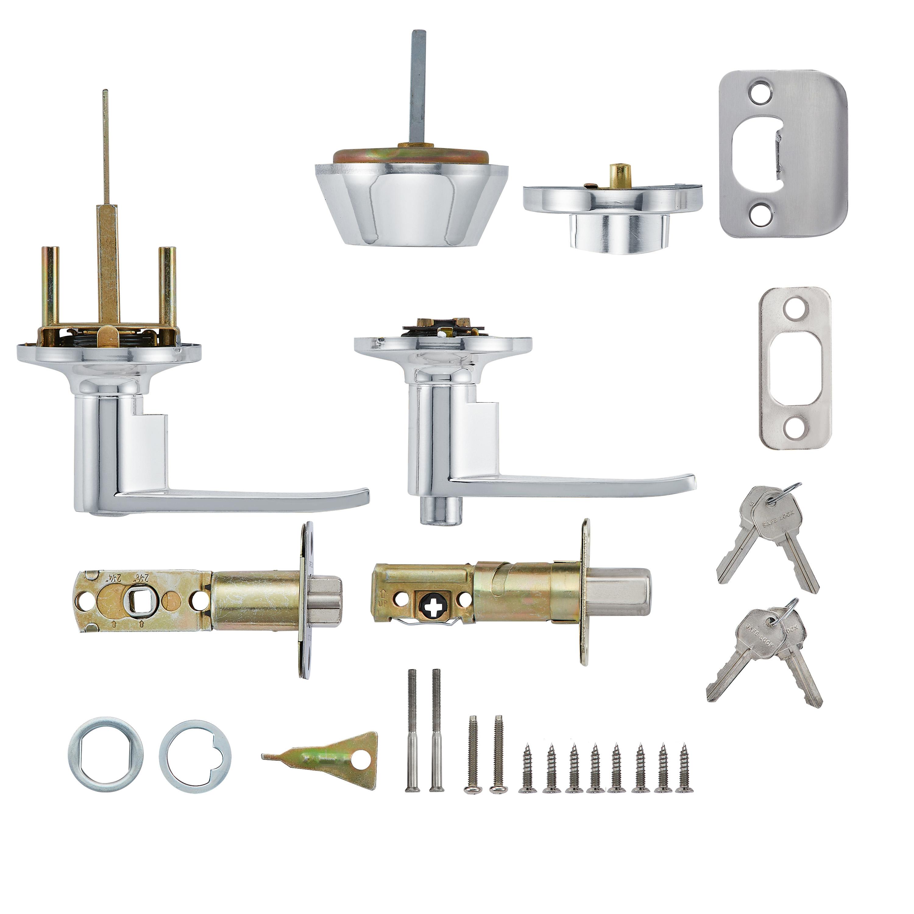Safe Lock - Winston Lever, Keyed Entry Lever and Single Cylinder Deadbolt Combo Pack - Polished Chrome