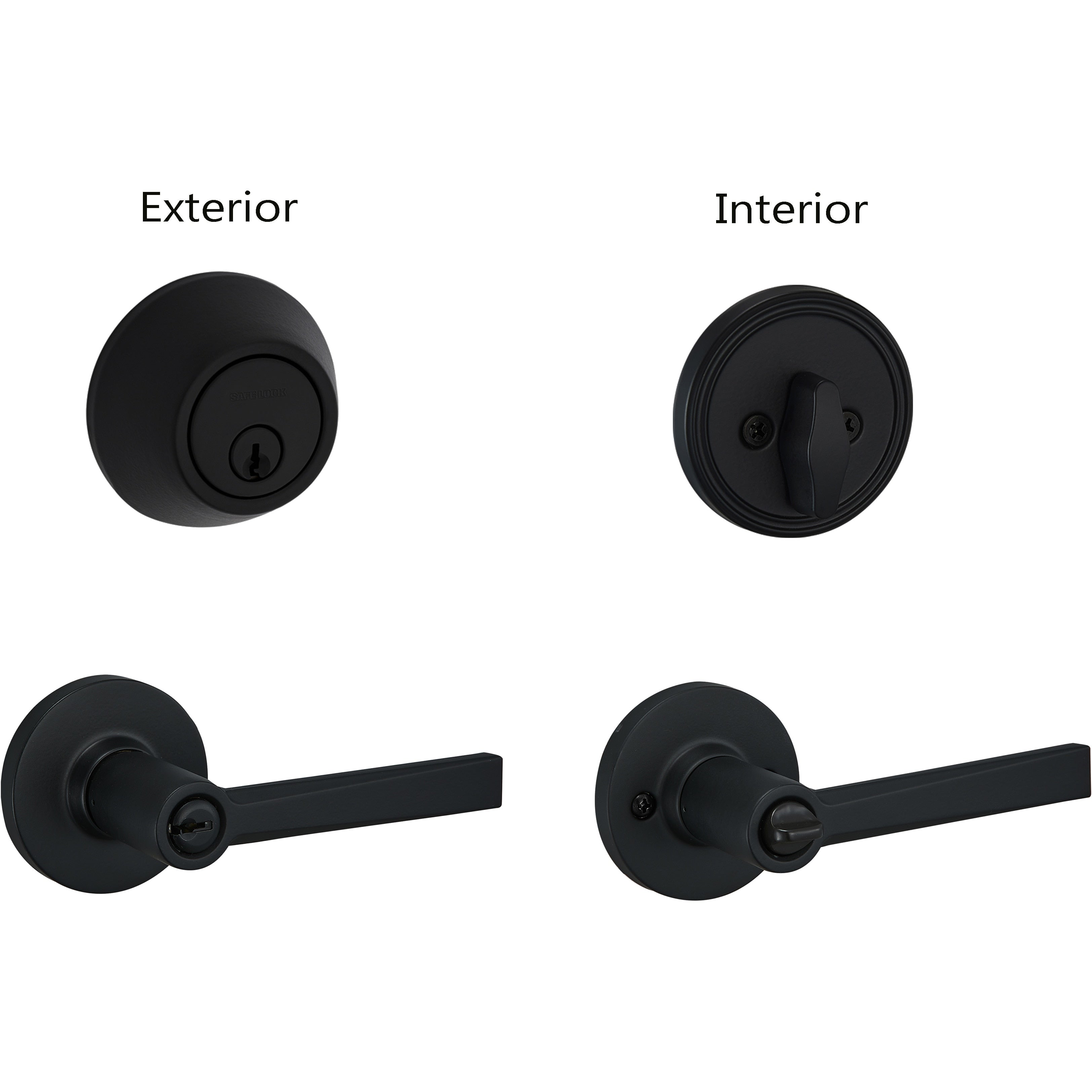Safe Lock - Westley Lever, Keyed Entry Lever and Single Cylinder Deadbolt Combo Pack - Matte Black