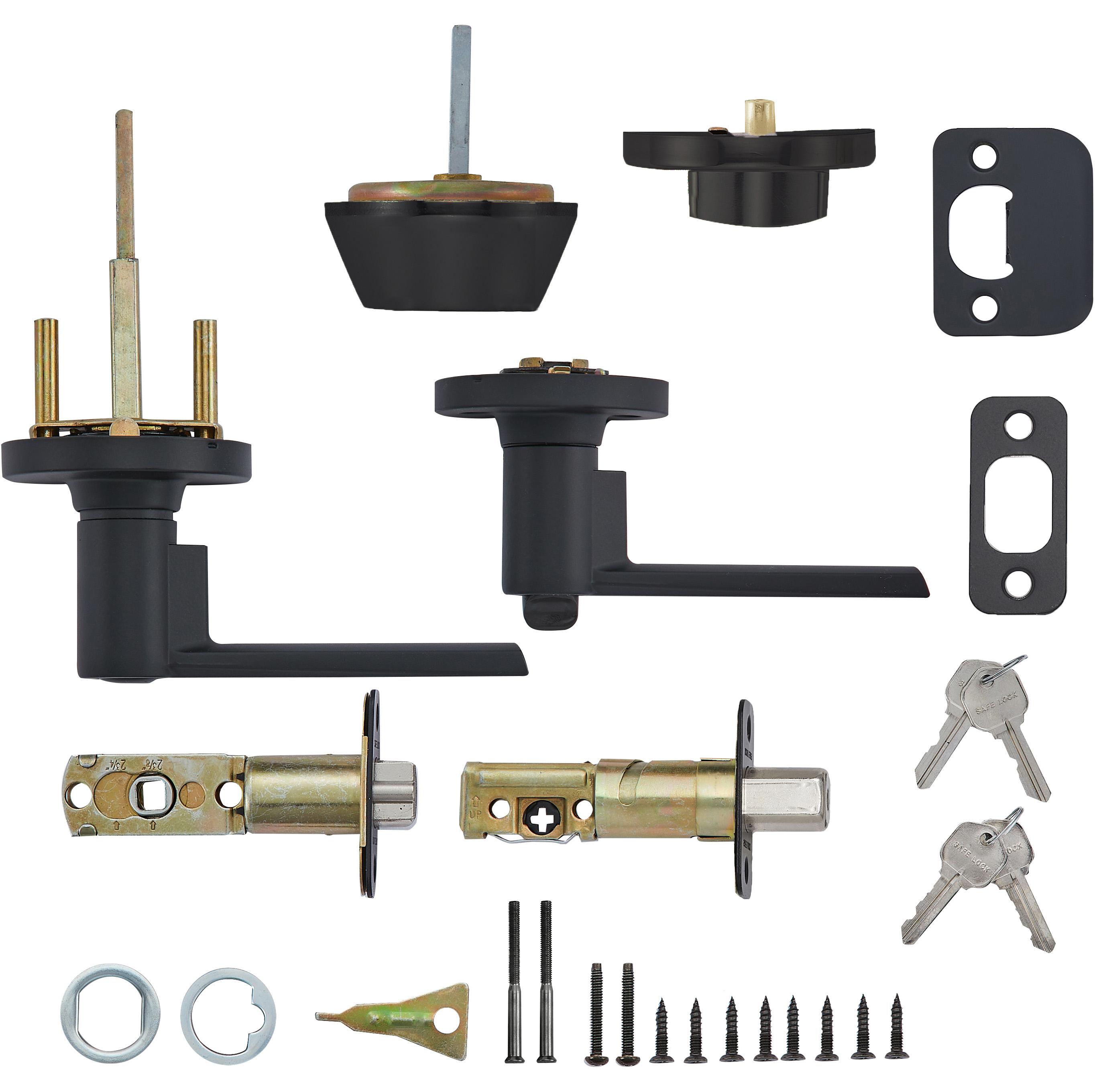 Safe Lock - Westley Lever, Keyed Entry Lever and Single Cylinder Deadbolt Combo Pack - Matte Black