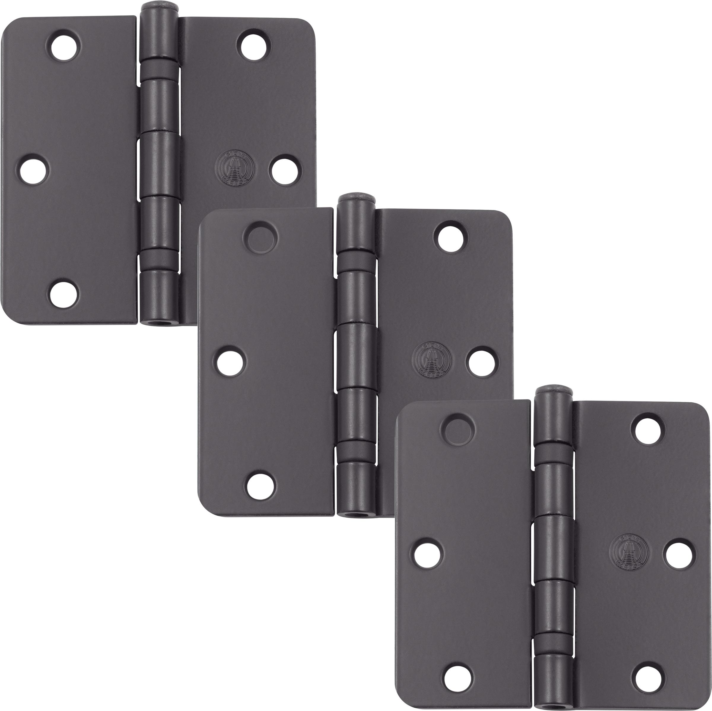 Stone Harbor Hardware 3-1/2" Ball-Bearing Door Hinges, 1/4" Radius Corner, Oil-Rubbed Bronze, 3-Pack