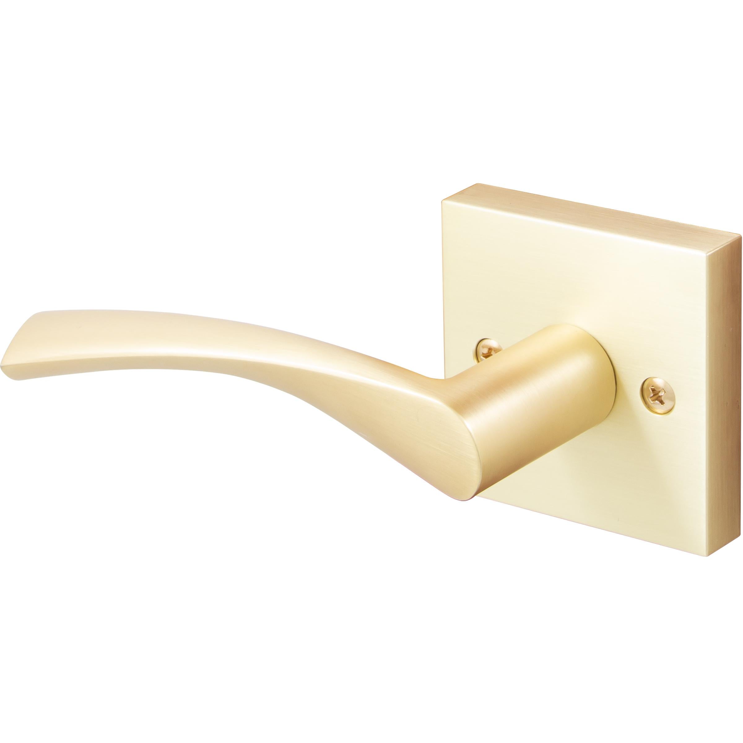 Stone Harbor Hardware Turin Door Lever with Square Rosette, Dummy (Non-Turning) Latch, Left-Handed, Satin Brass
