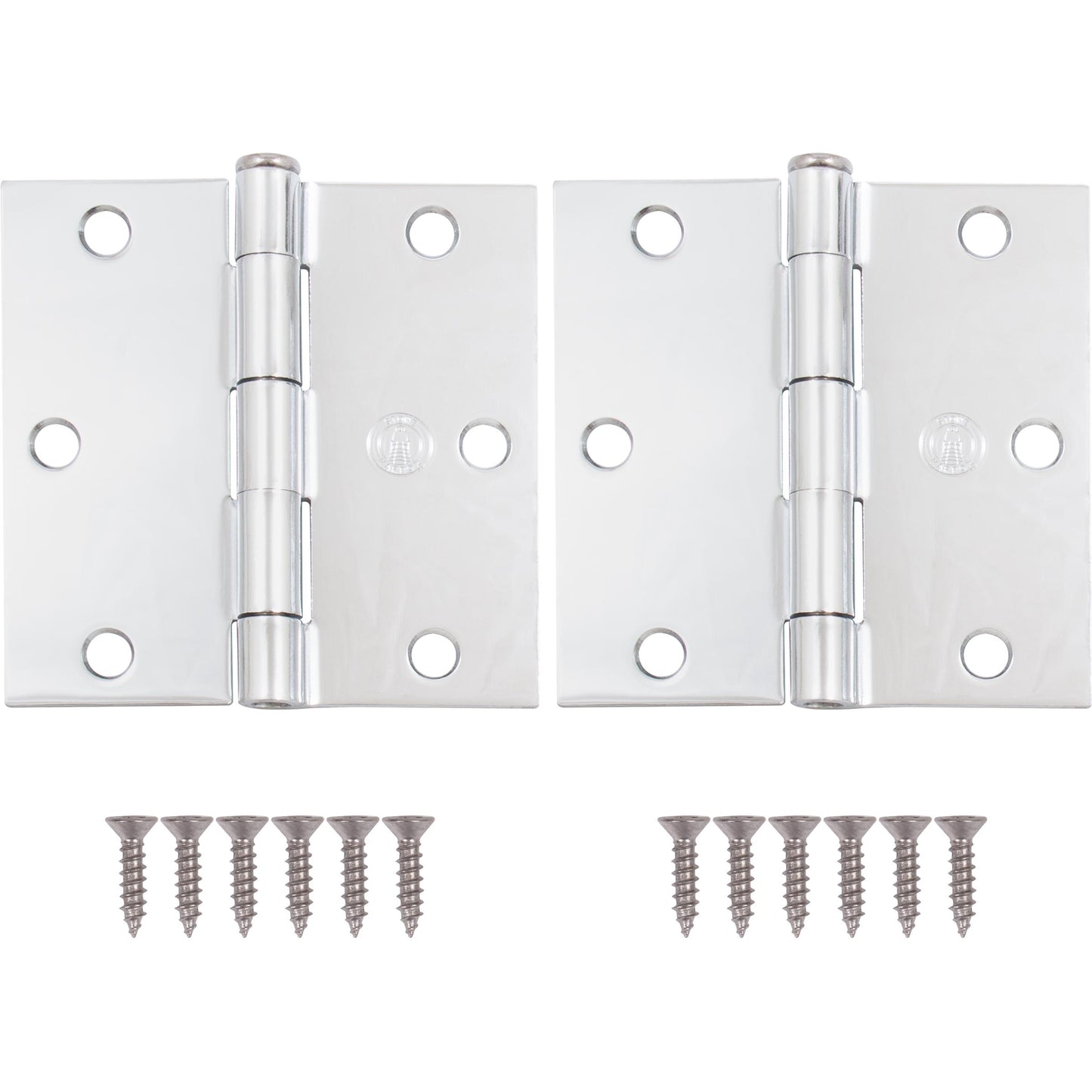 Stone Harbor Hardware 3-1/2" Door Hinges, Square Corner, Polished Chrome, 2-Pack