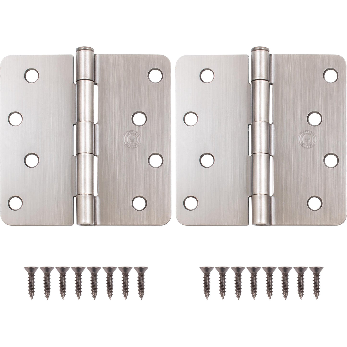 Stone Harbor Hardware 4" Door Hinges, 1/4" Radius Corner, Antique Nickel, 2-Pack