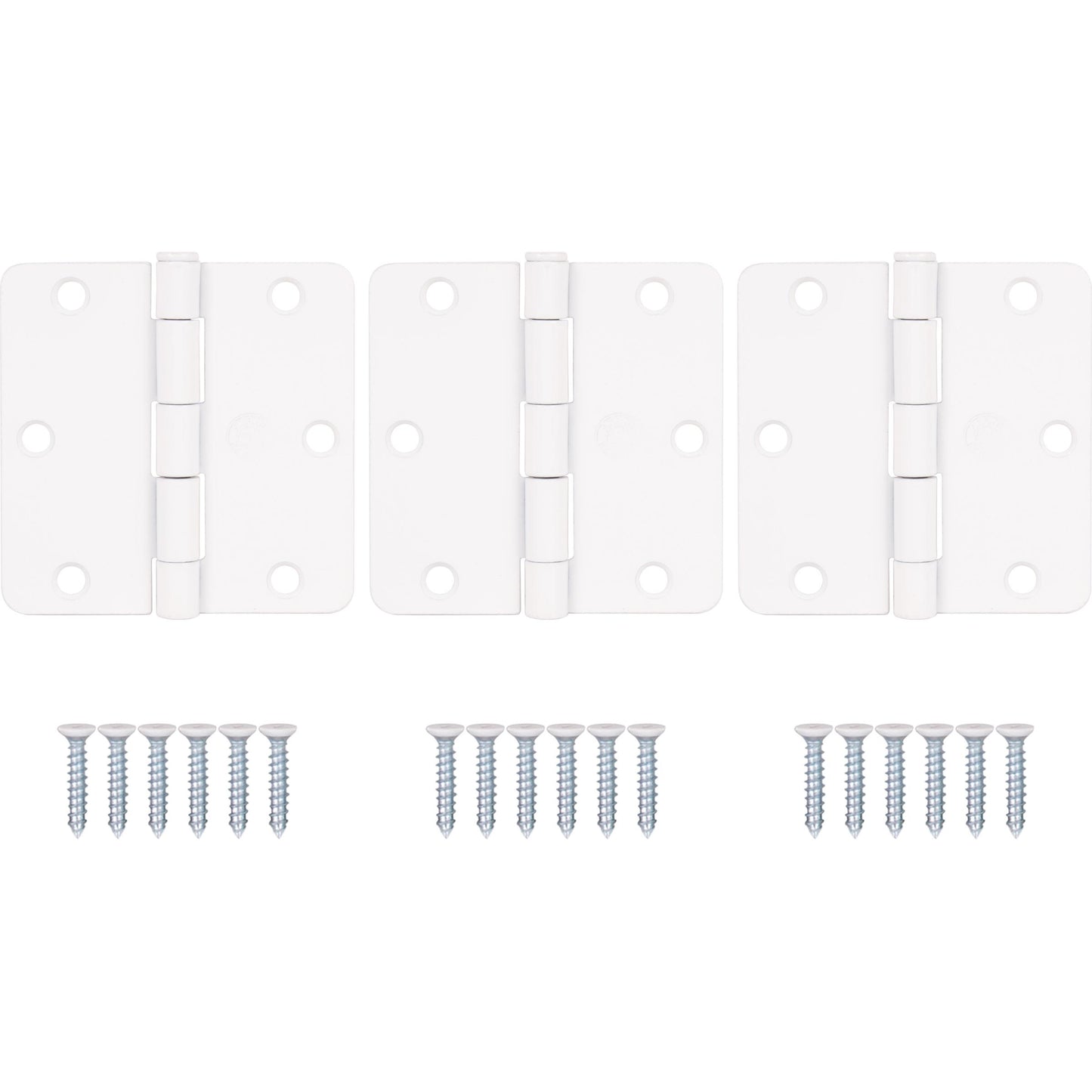 Stone Harbor Hardware 3-1/2" Door Hinges, 1/4" Radius Corner, White, 3-Pack