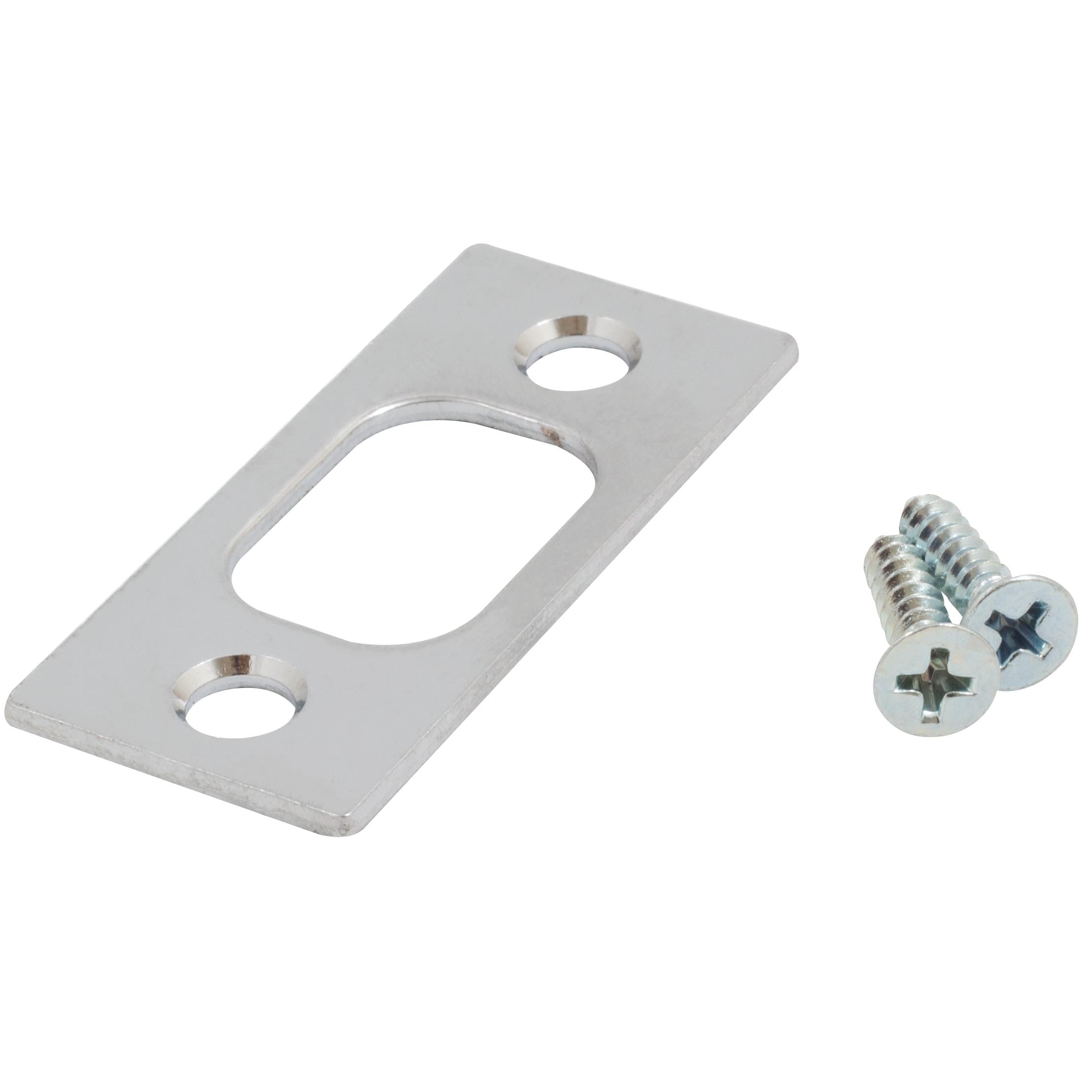 Square Corner Deadbolt Strike Plate, 1" x 2-1/4", 1-5/8" Center-to-Center