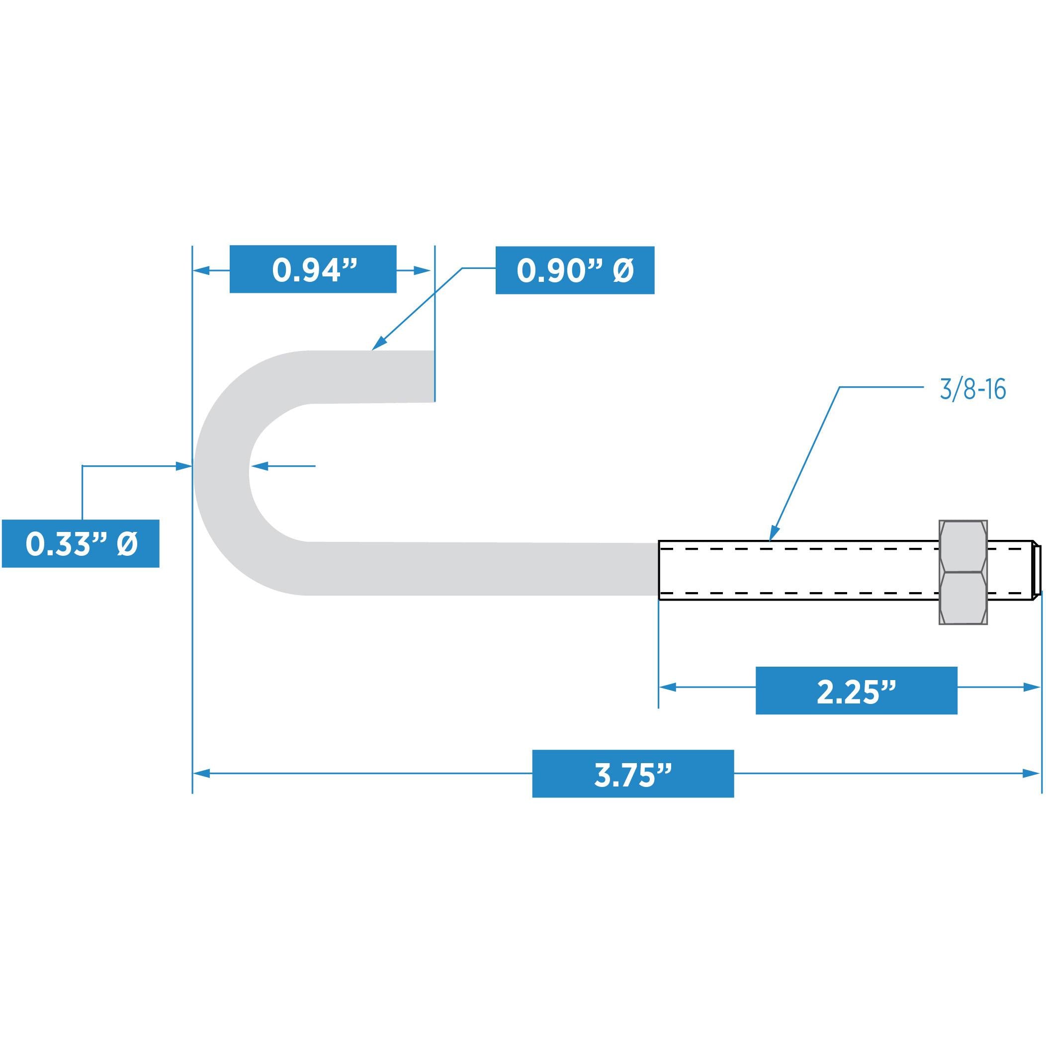 2195BC 3/8" x 3-3/4" J-Bolt - Zinc Plated