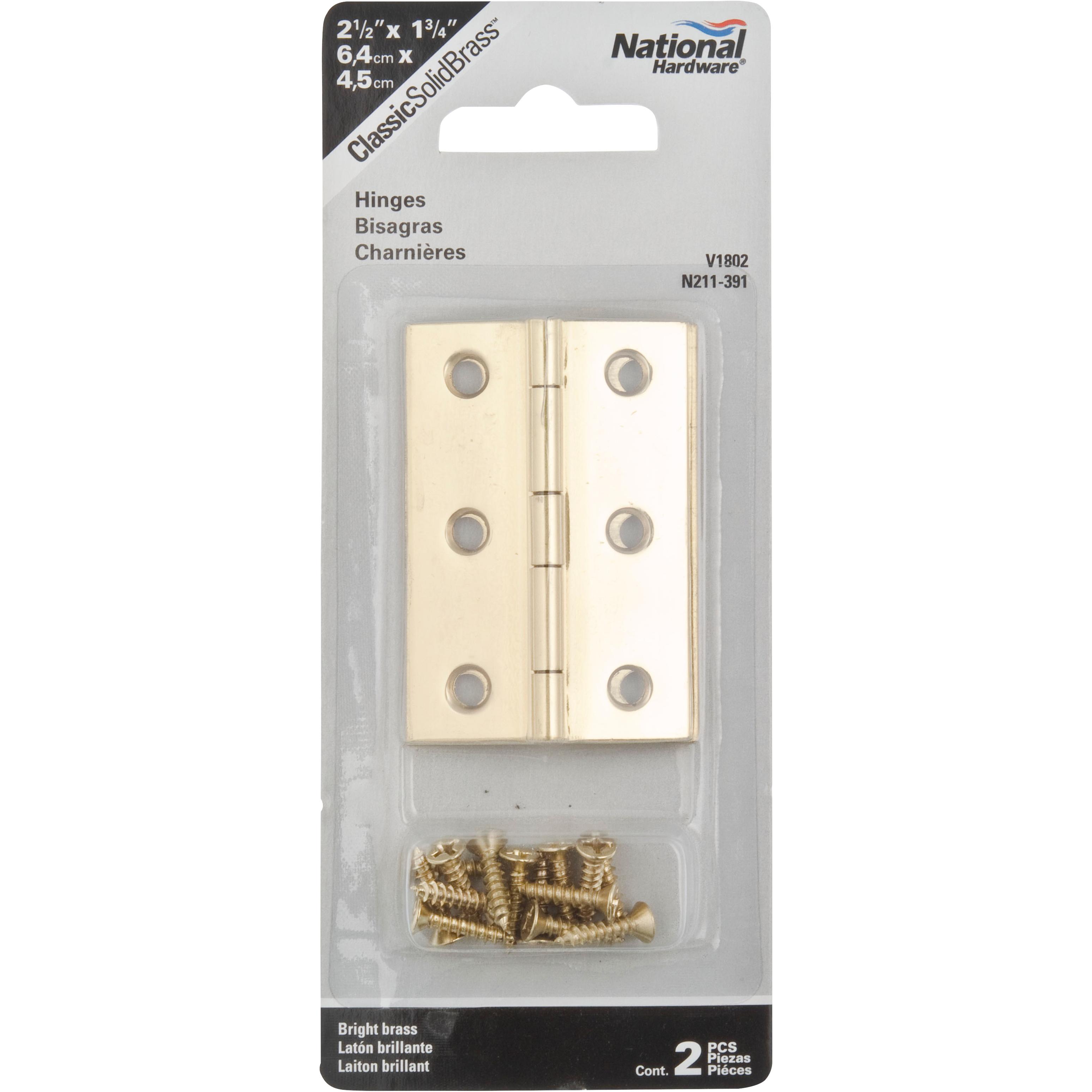 V1802 2-1/2" x 1-3/4" Hinge 2/pk - Polished Brass